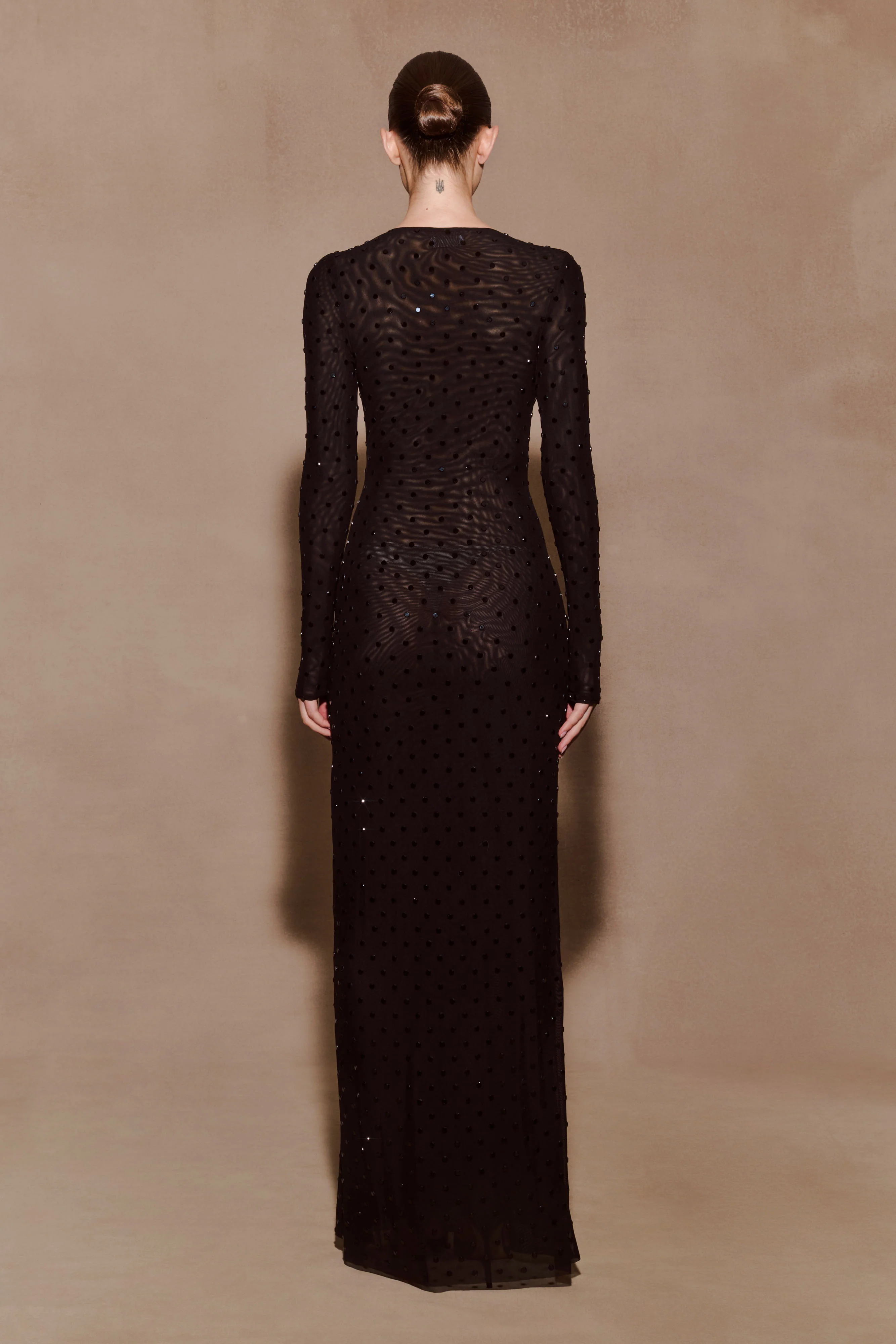 Acadia Diamante Long Sleeve Maxi Dress - Black - Image 2