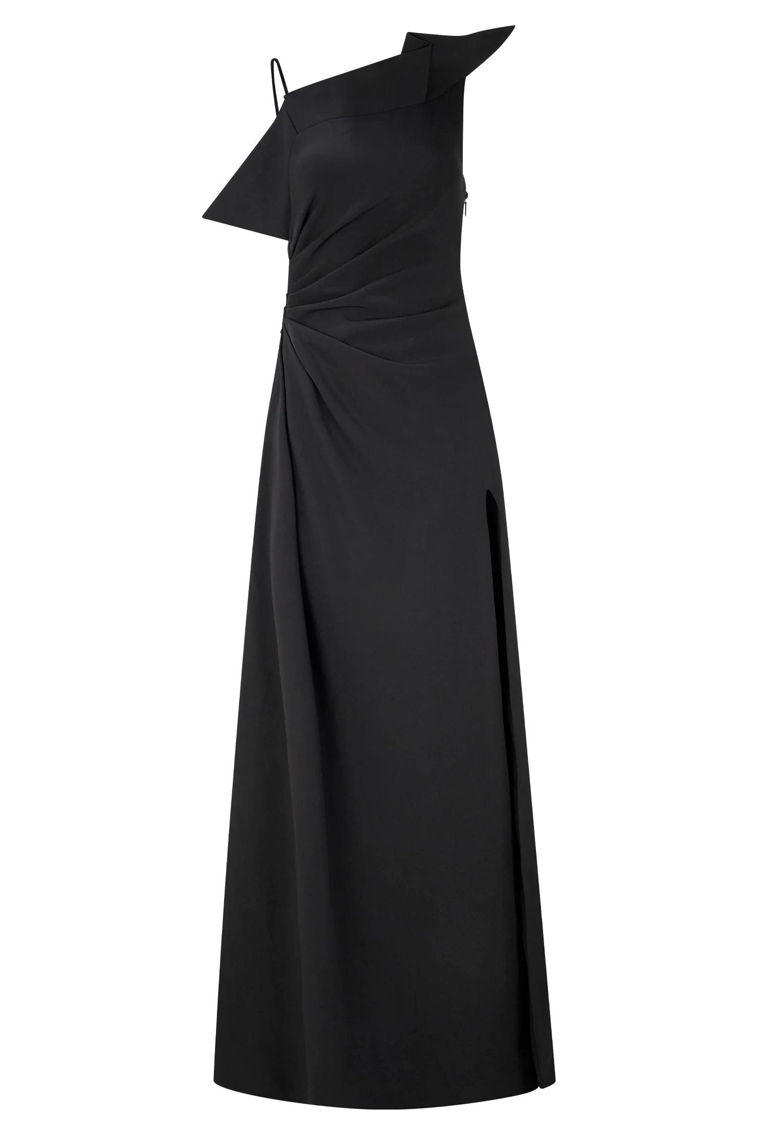 Adalyn One Shoulder Crepe Maxi Dress - Black - Image 9