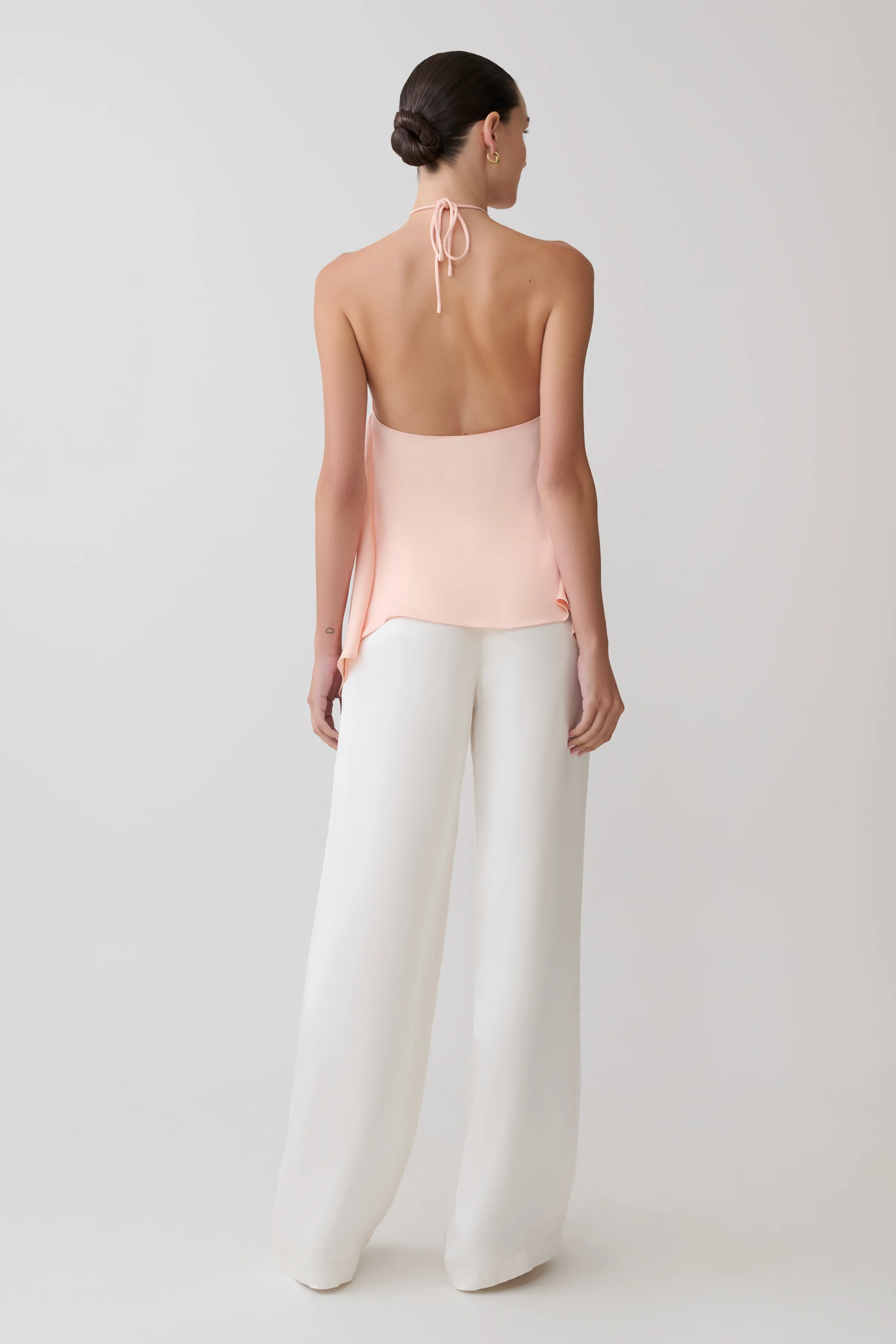 Adelaide Draped Satin Halter Top - Peach - Image 6