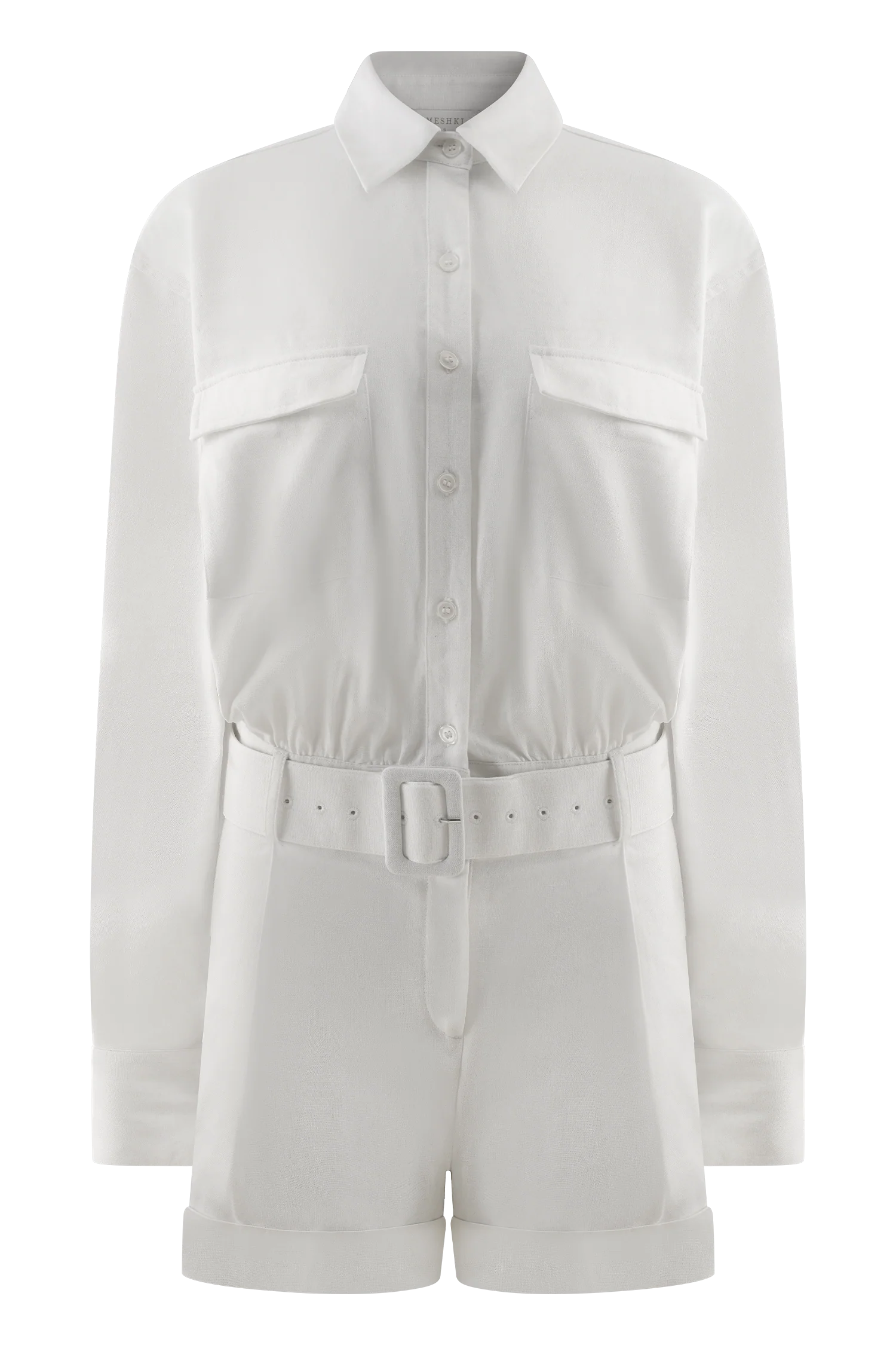 Adia Linen Belted Playsuit - White - Image 10