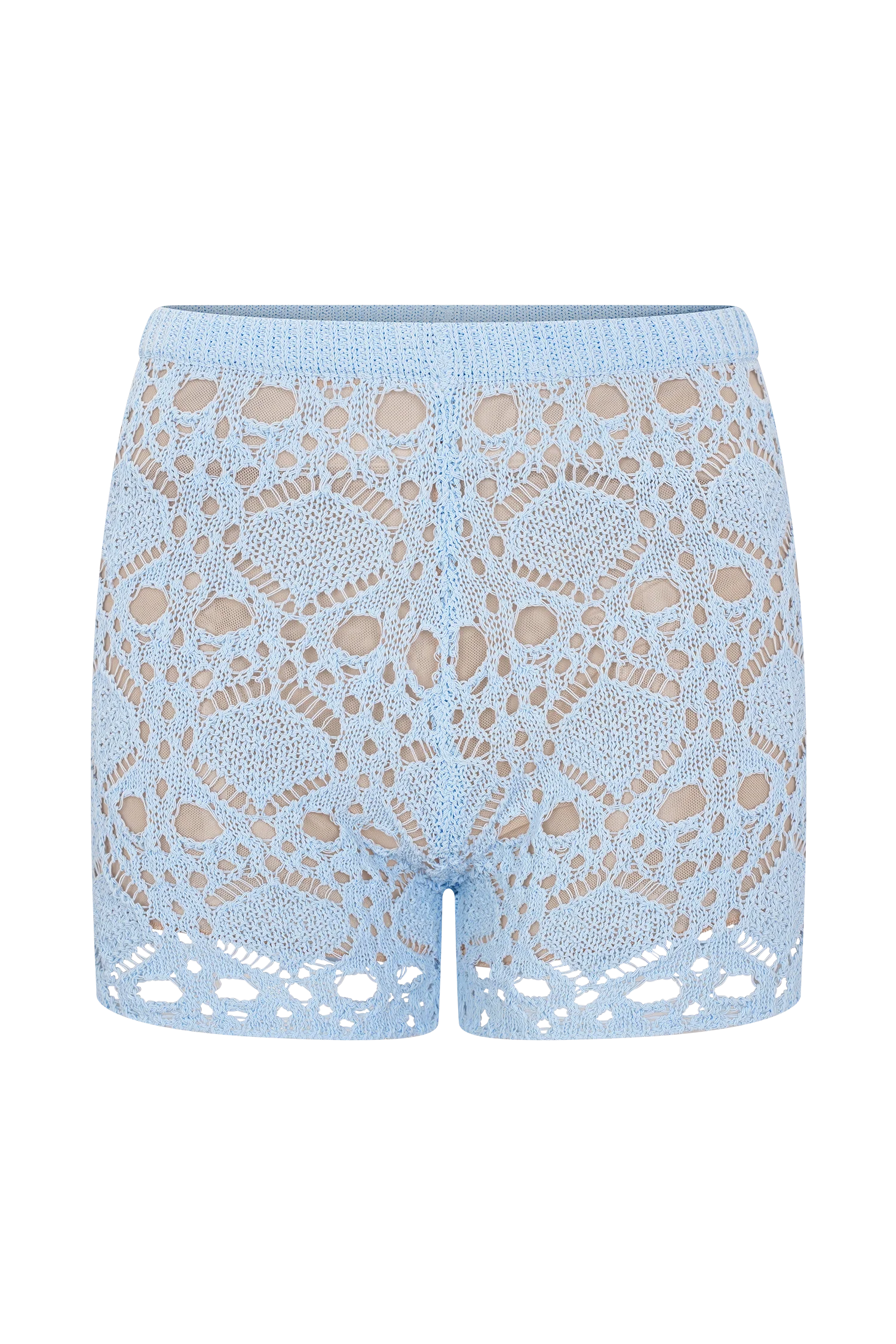 Aeline Crochet Knit Shorts - Sky Blue - Image 7