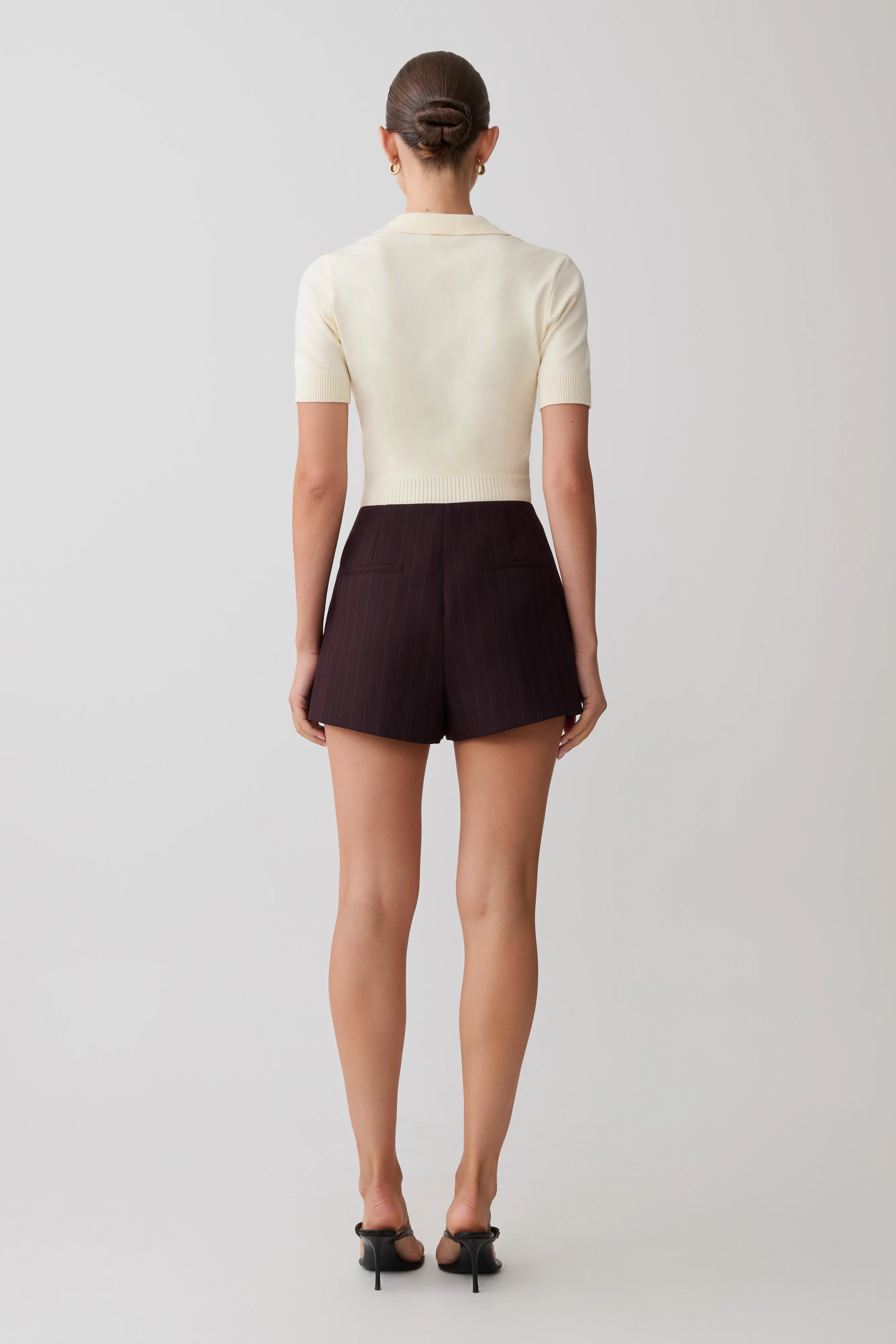 Agatha Suiting Shorts - Plum Pinstripe - Image 7