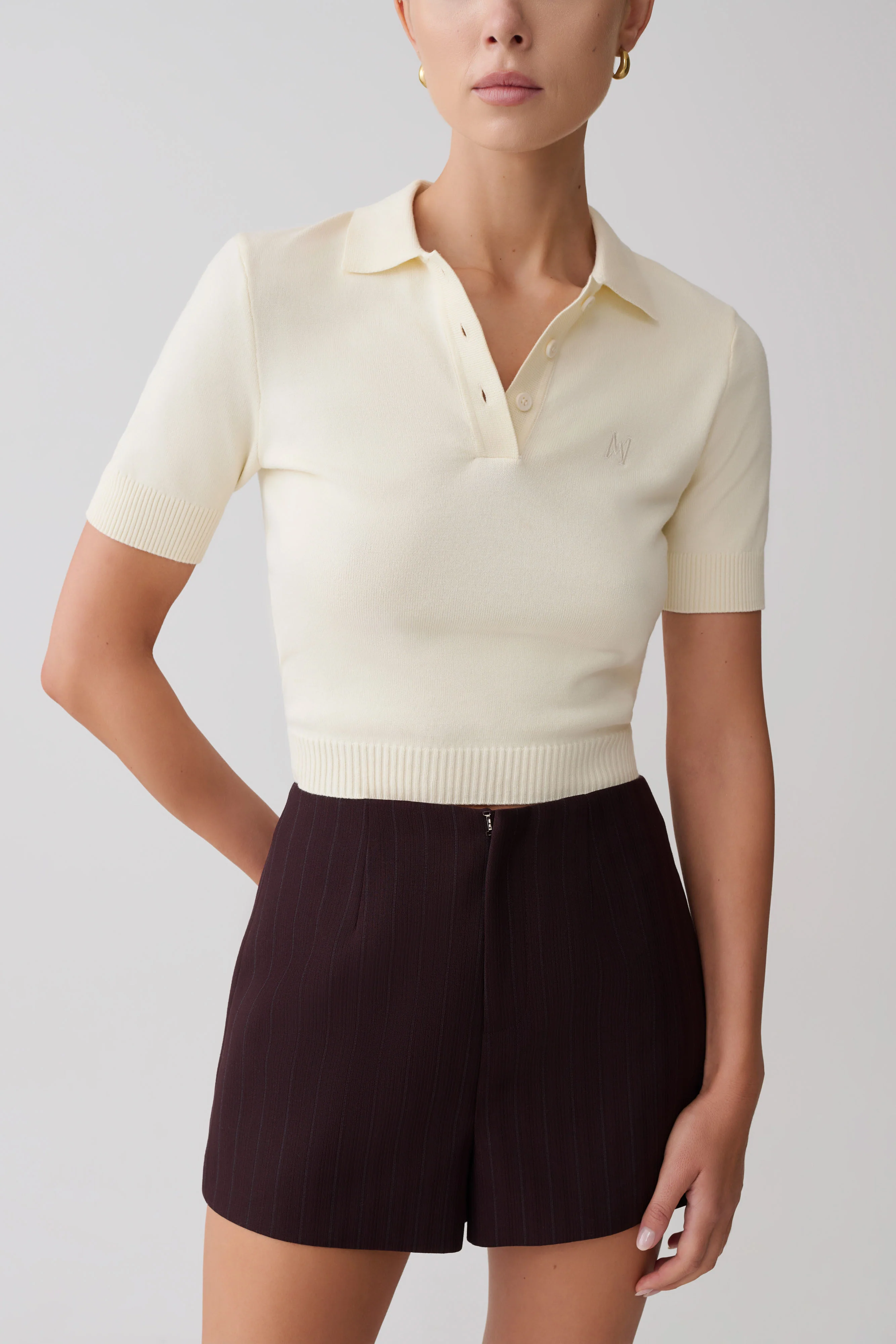 Agatha Suiting Shorts - Plum Pinstripe - Image 8