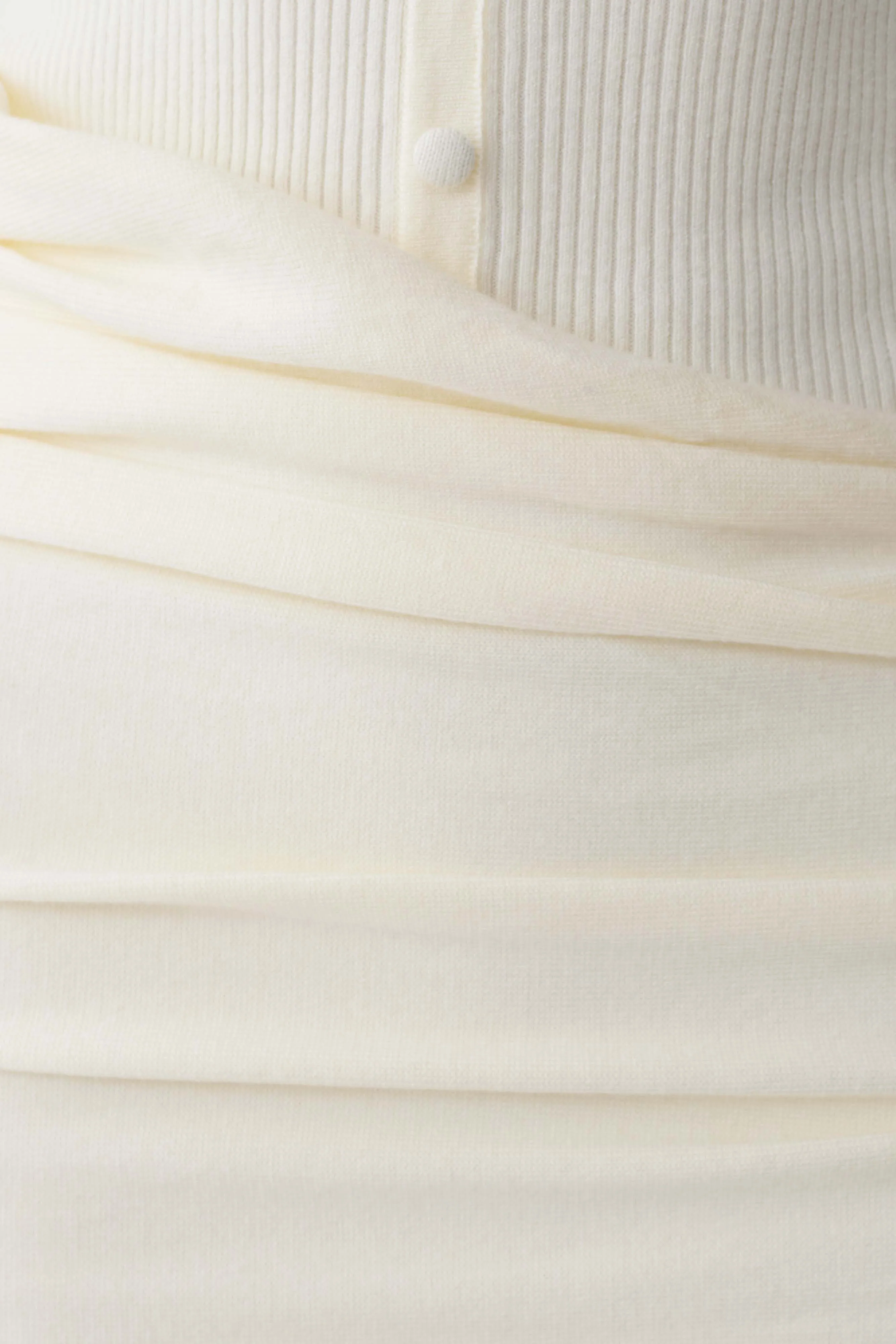 Agness Long Sleeve Button Up Knit Dress - Ivory - Image 7