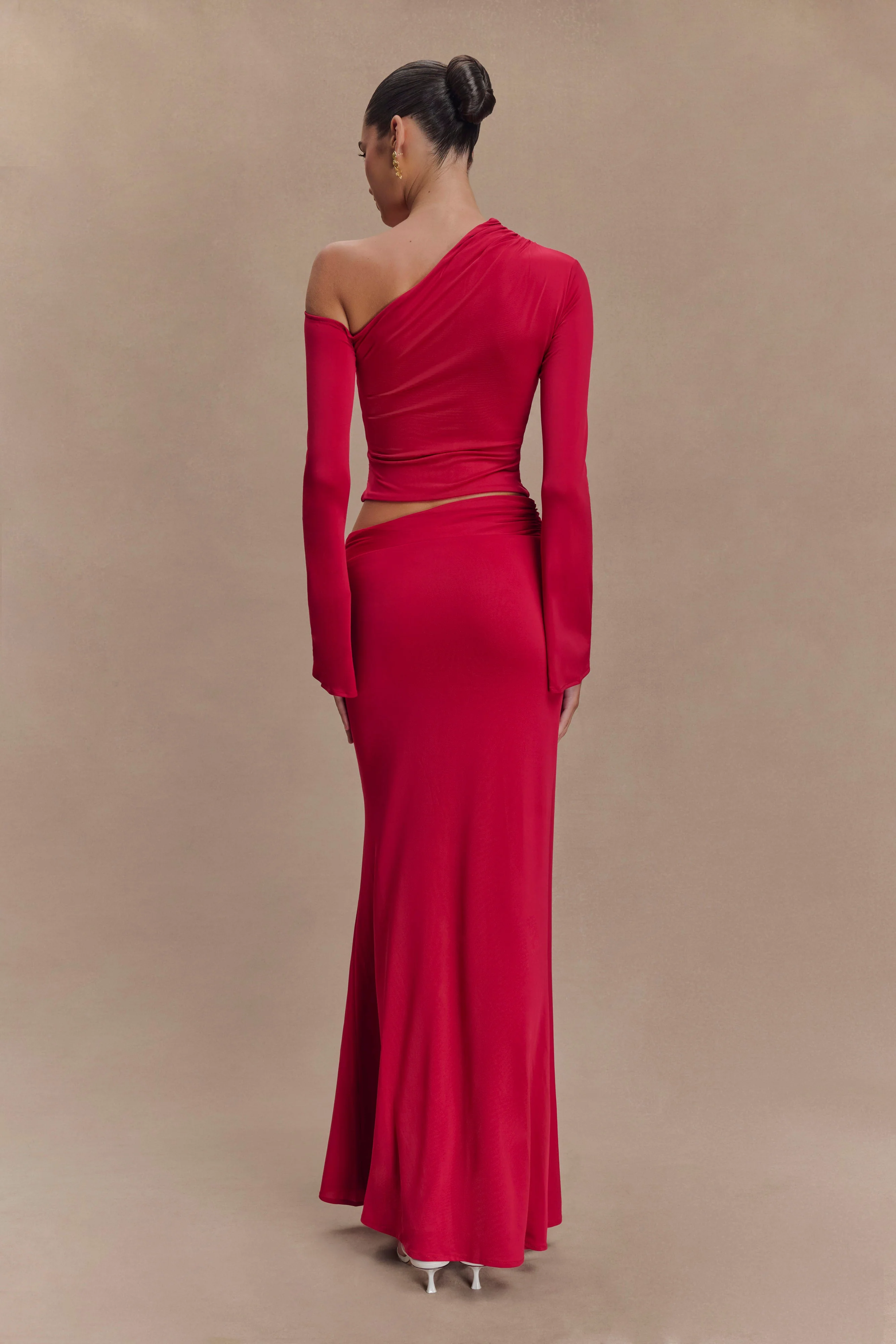 Ainsley Asymmetrical Maxi Skirt With Floral Hardware - Fuchsia Pink - Image 3