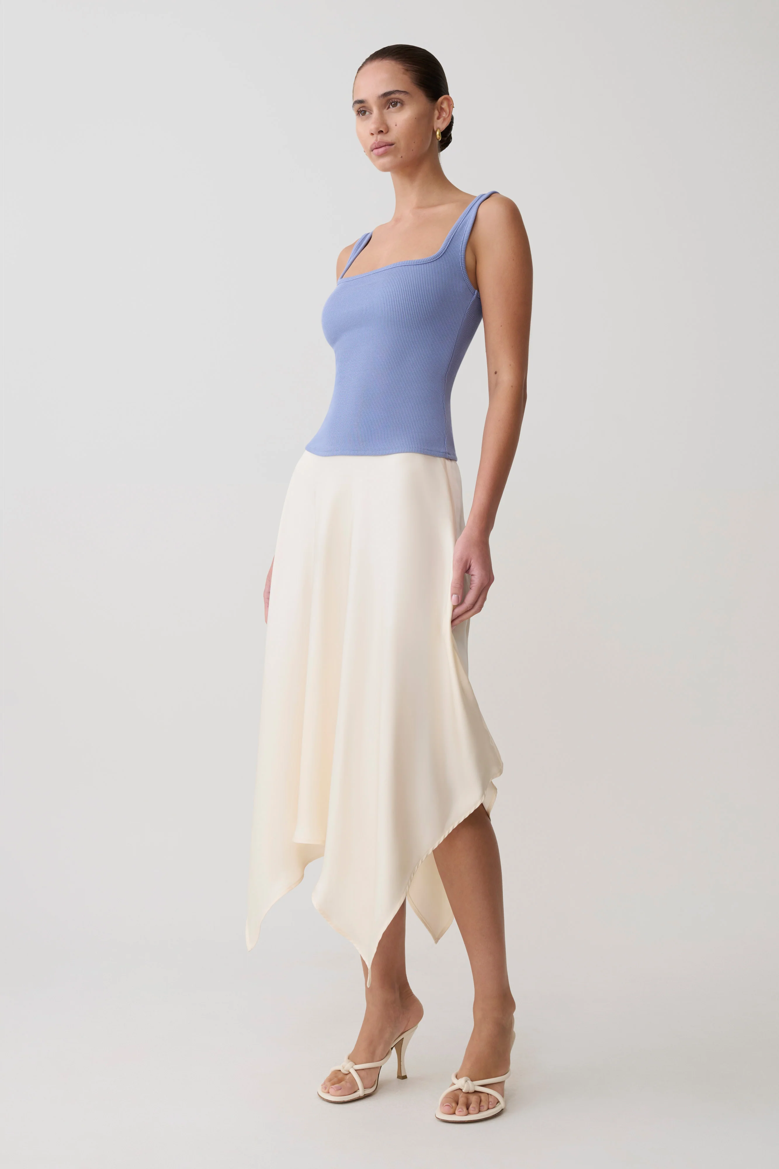 Aisling Ribbed Square Neck Sleeveless Top - Cornflower Blue - Image 6