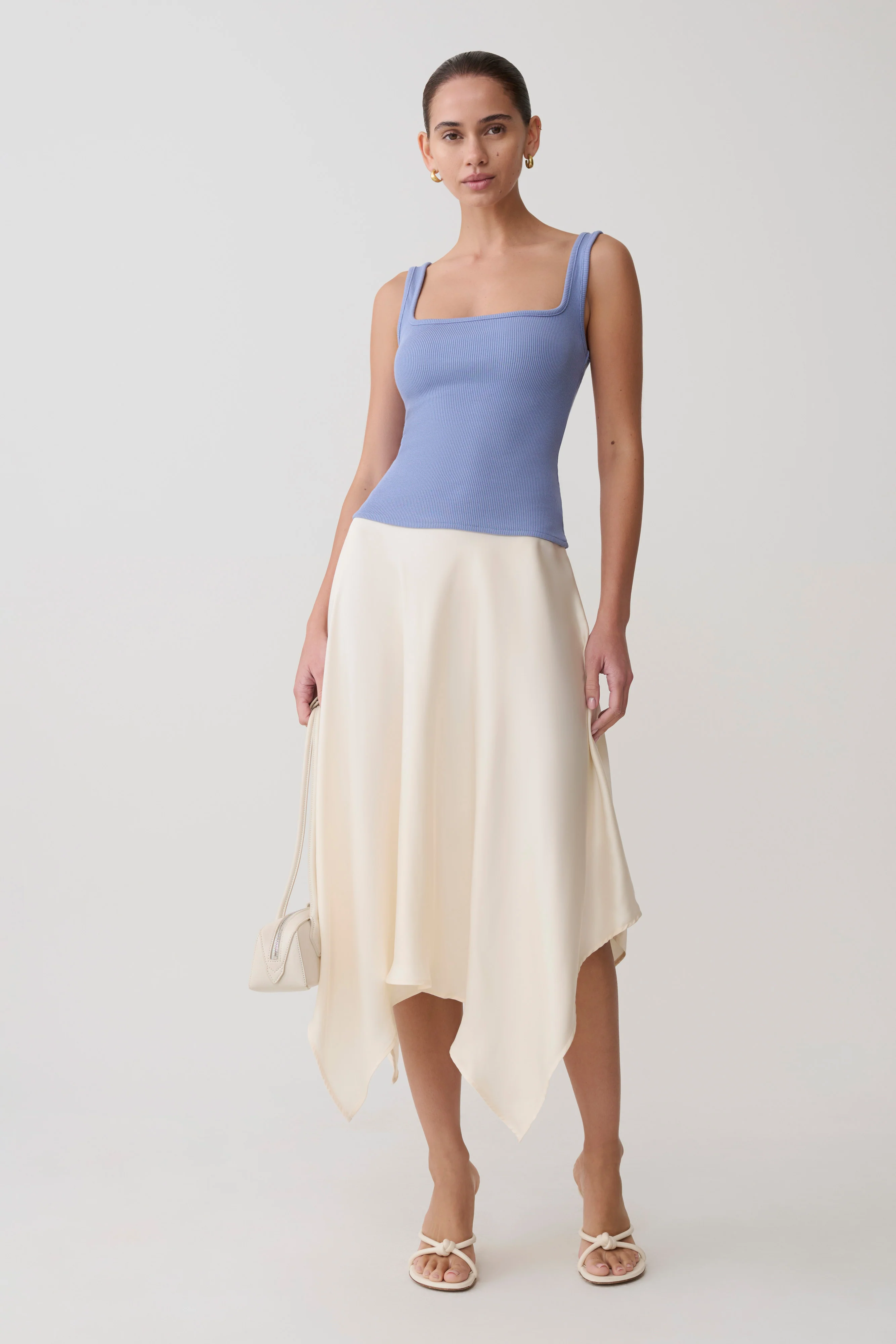 Aisling Ribbed Square Neck Sleeveless Top - Cornflower Blue - Image 7