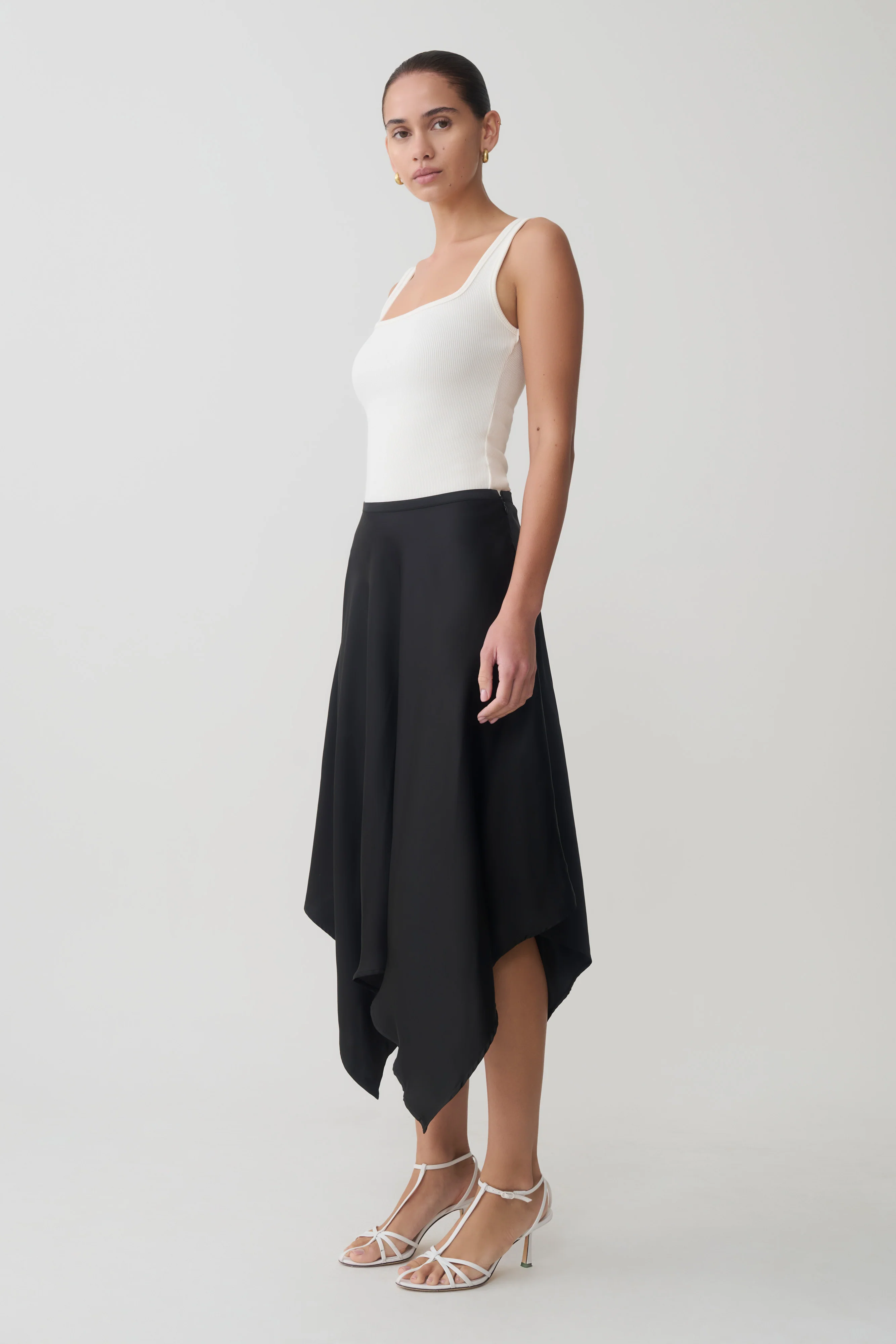 Aisling Ribbed Square Neck Sleeveless Top - Ivory - Image 6