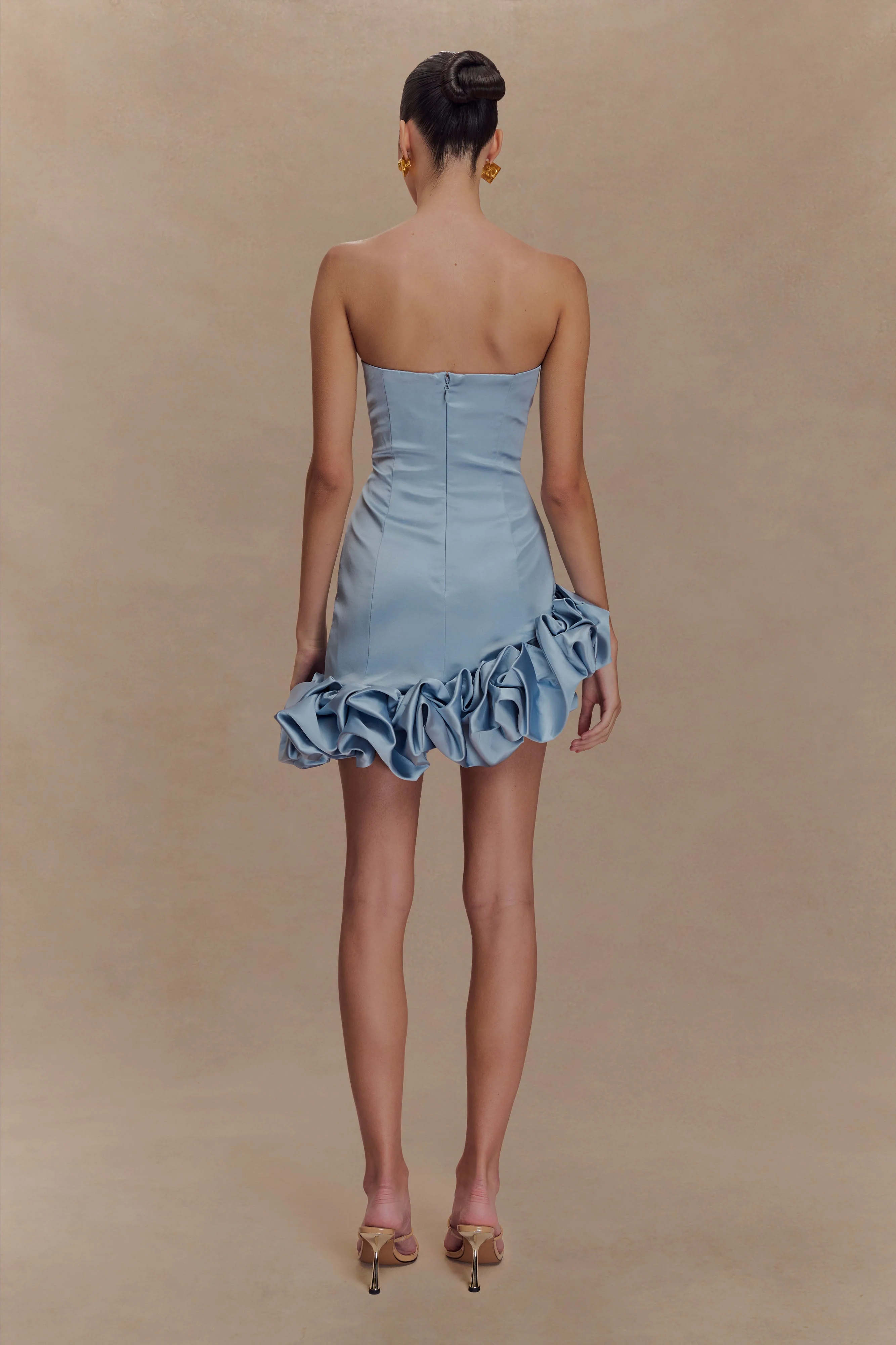 Alba Bubble Mini Dress - Cornflower Blue - Image 6