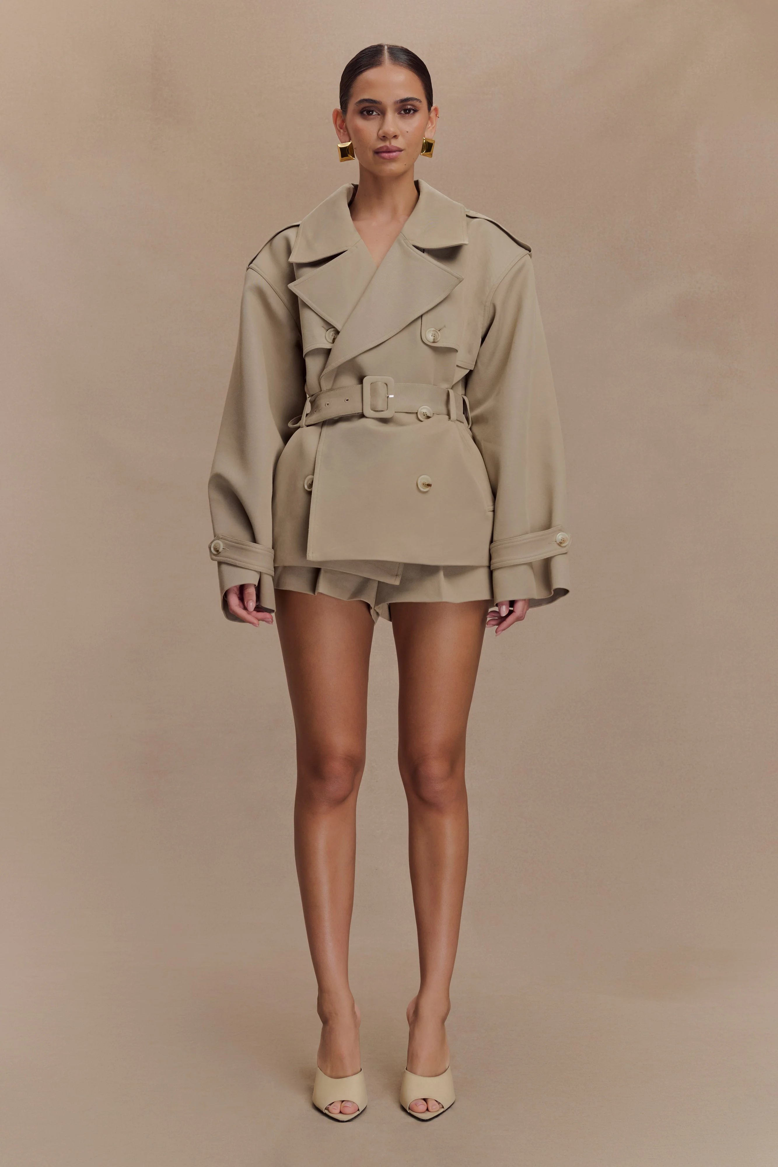 Alden Short Trench Jacket - Pebble - Image 2