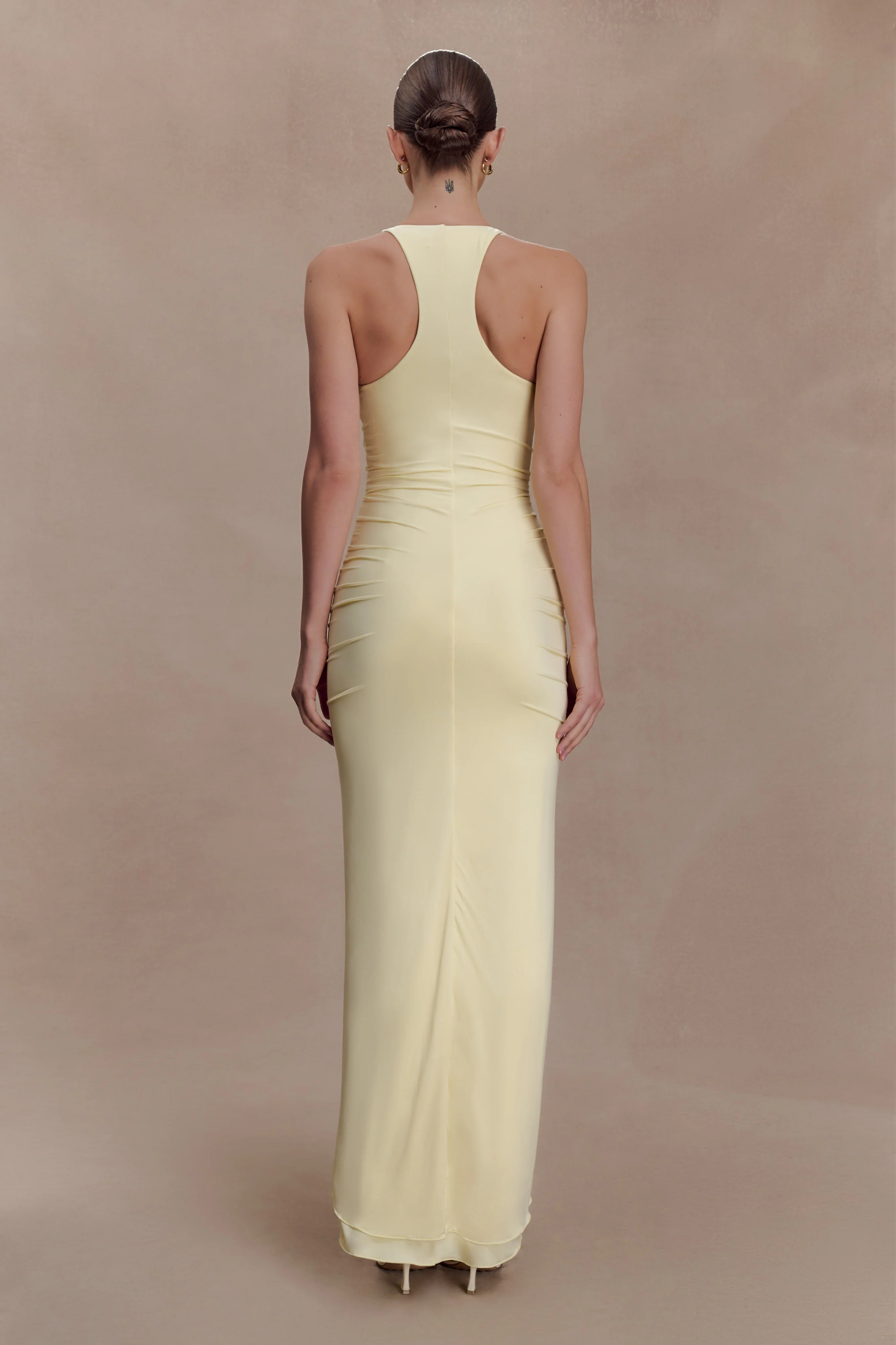 Alessandra Slinky Ruffle Maxi Dress - Lemon - Image 2