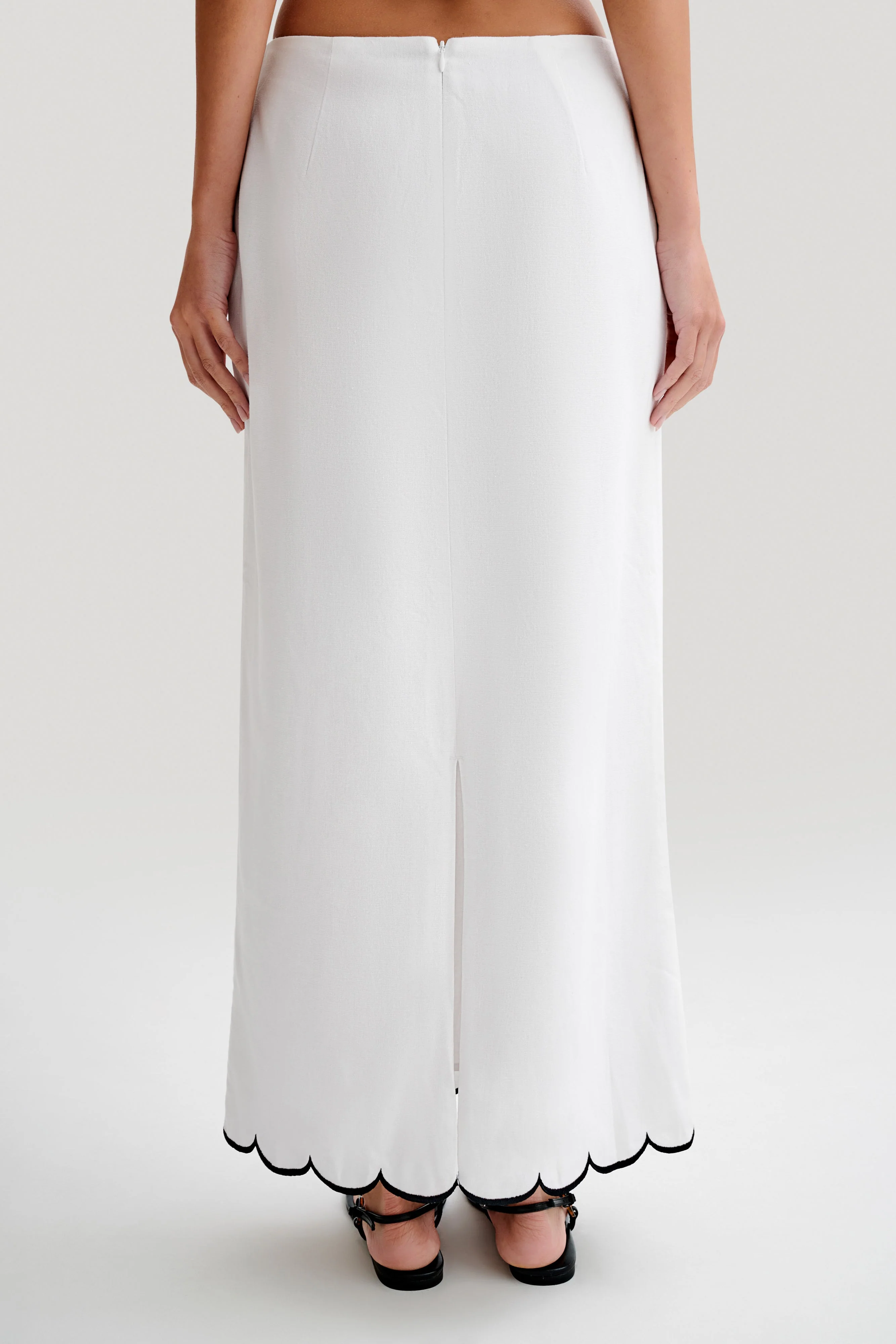 Alessio Scalloped Midi Skirt - Ivory - Image 3