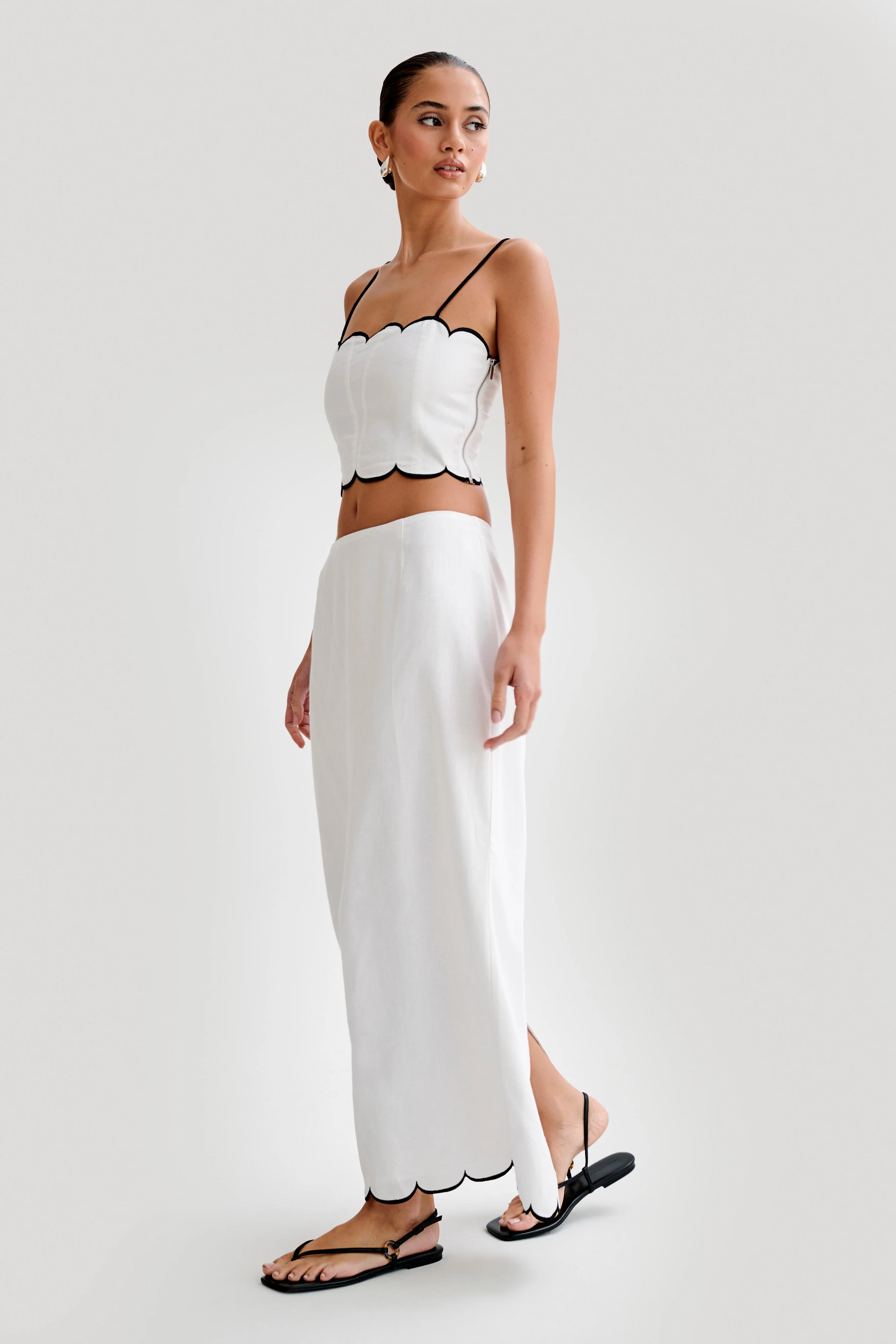 Alessio Scalloped Midi Skirt - Ivory - Image 5