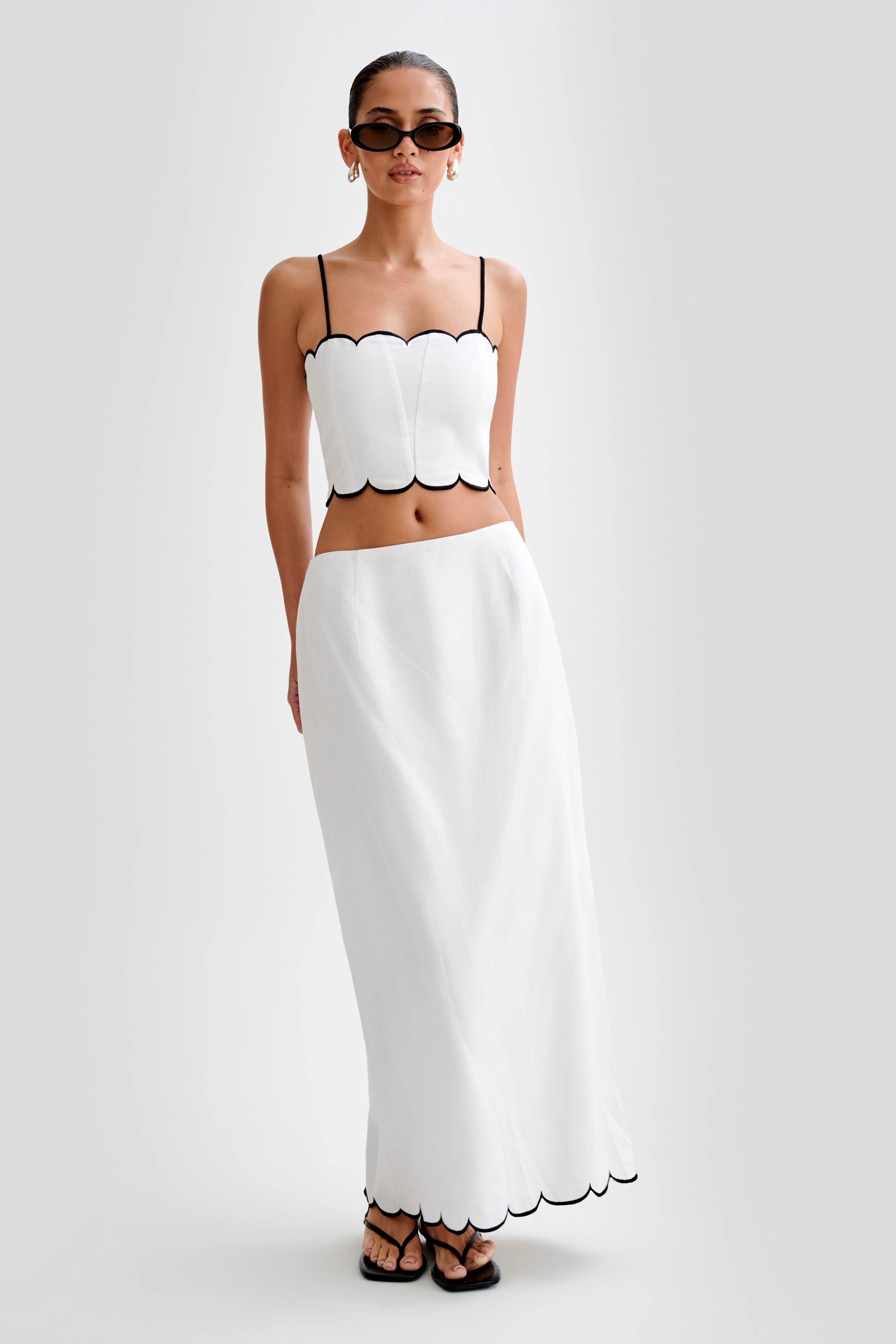 Alessio Scalloped Midi Skirt - Ivory - Image 7