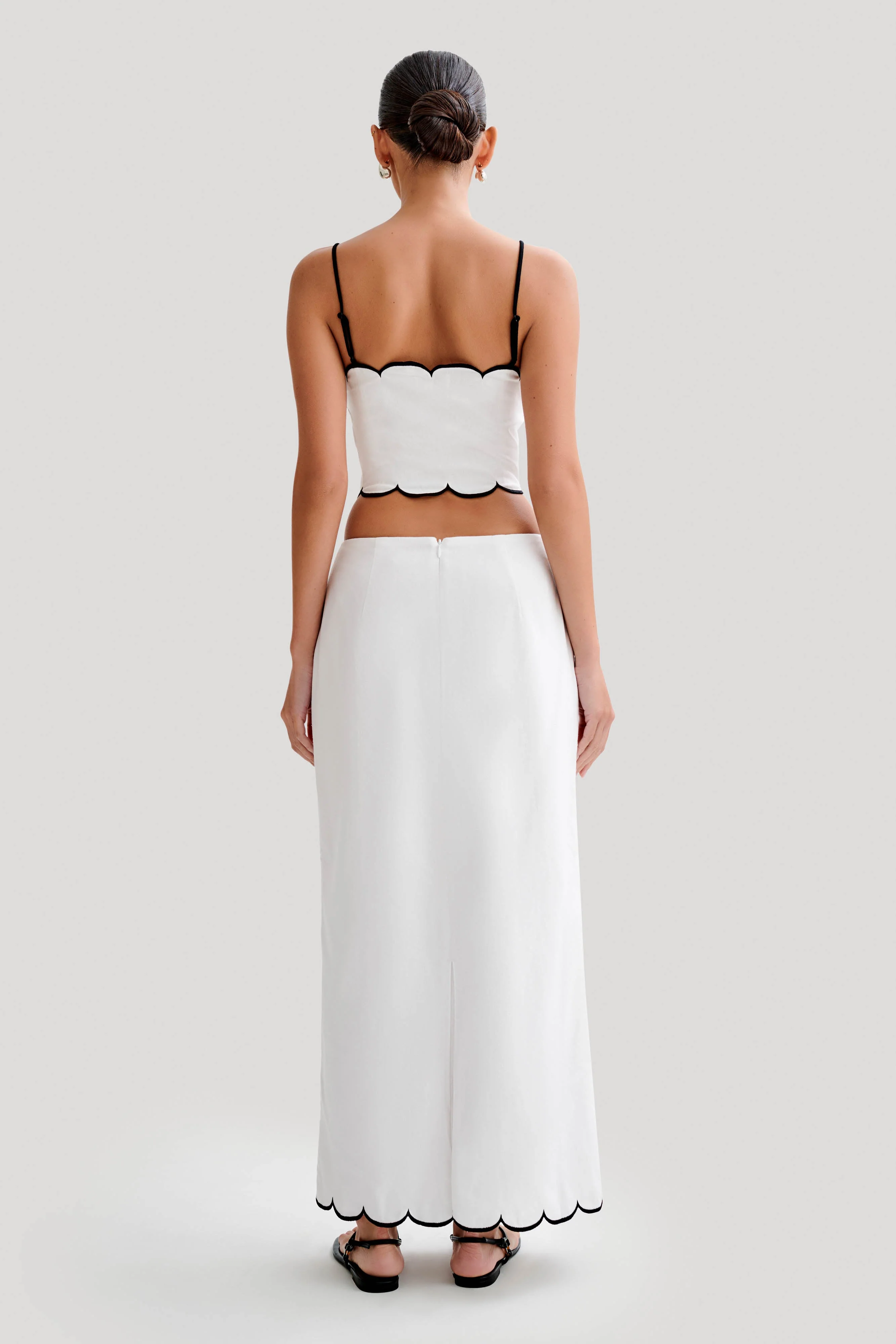 Alessio Scalloped Midi Skirt - Ivory - Image 8