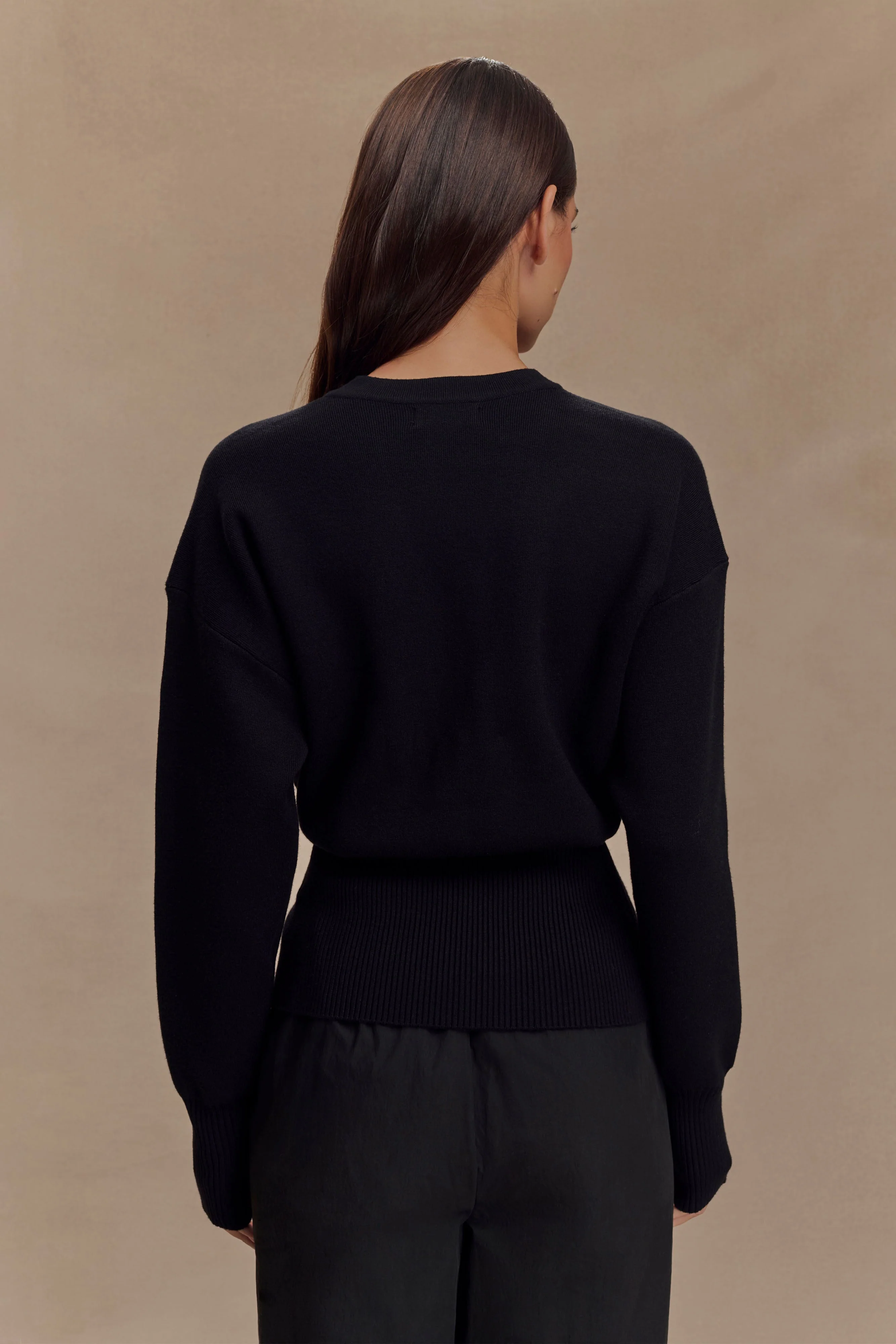 Alexia Buttoned Oversized Cardigan - Black - Image 2
