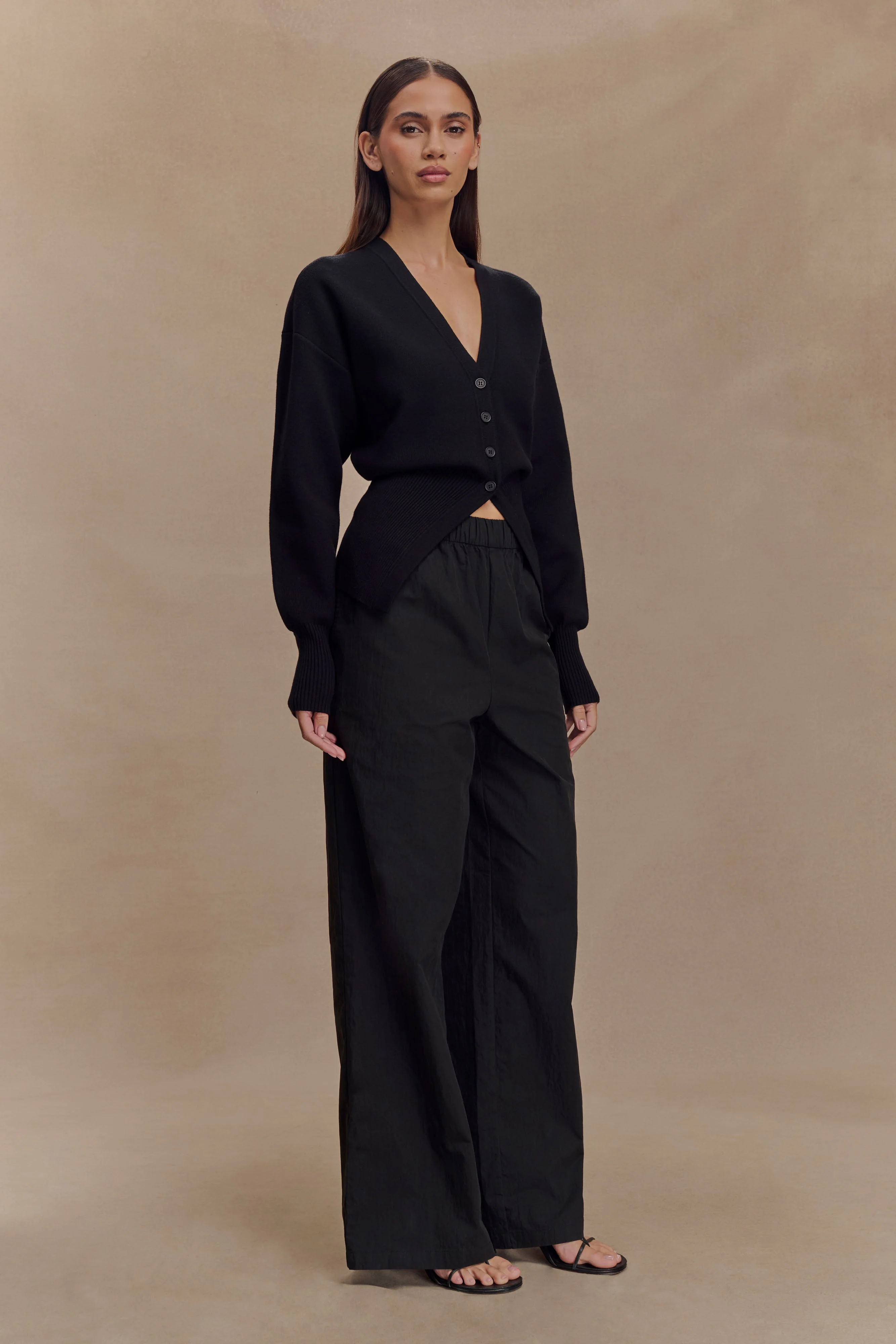Alexia Buttoned Oversized Cardigan - Black - Image 4