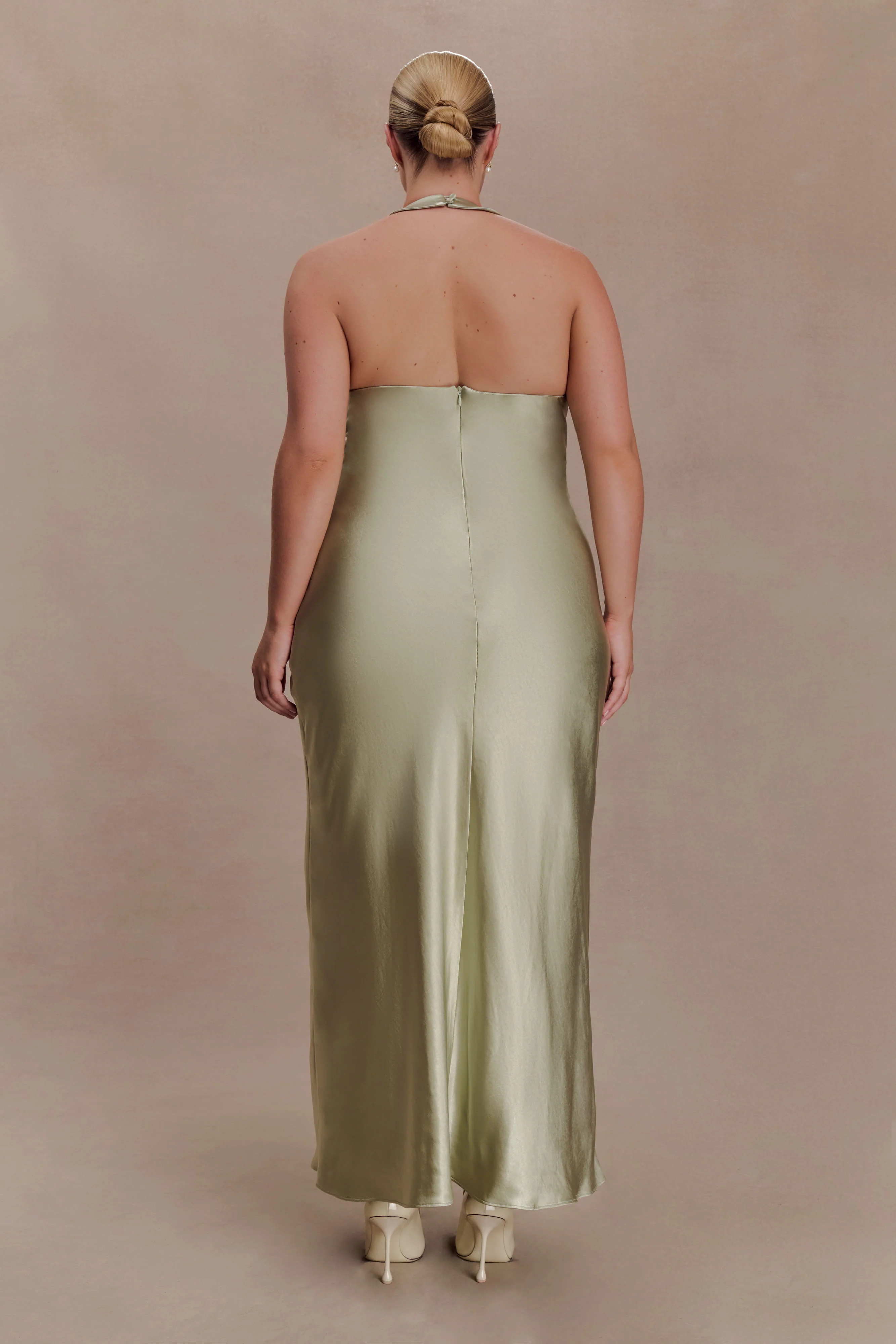 Alice Satin Halter Maxi Dress - Sage - Image 9