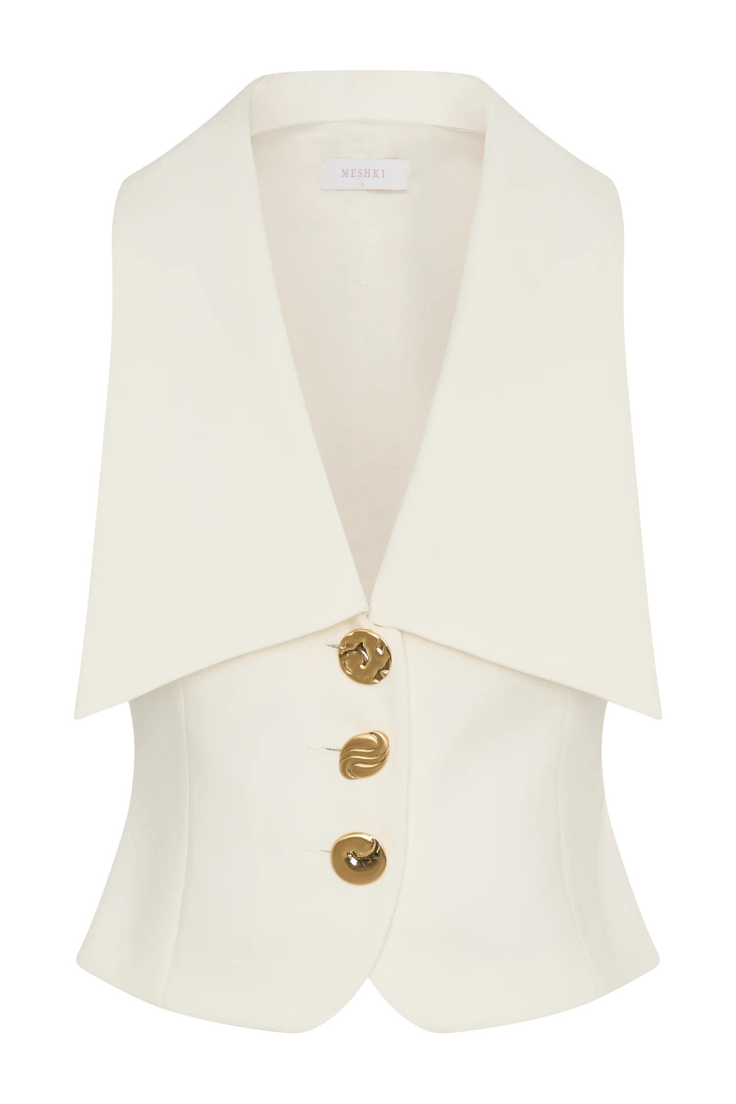 Alix Mixed Button Vest - Ivory - Image 9