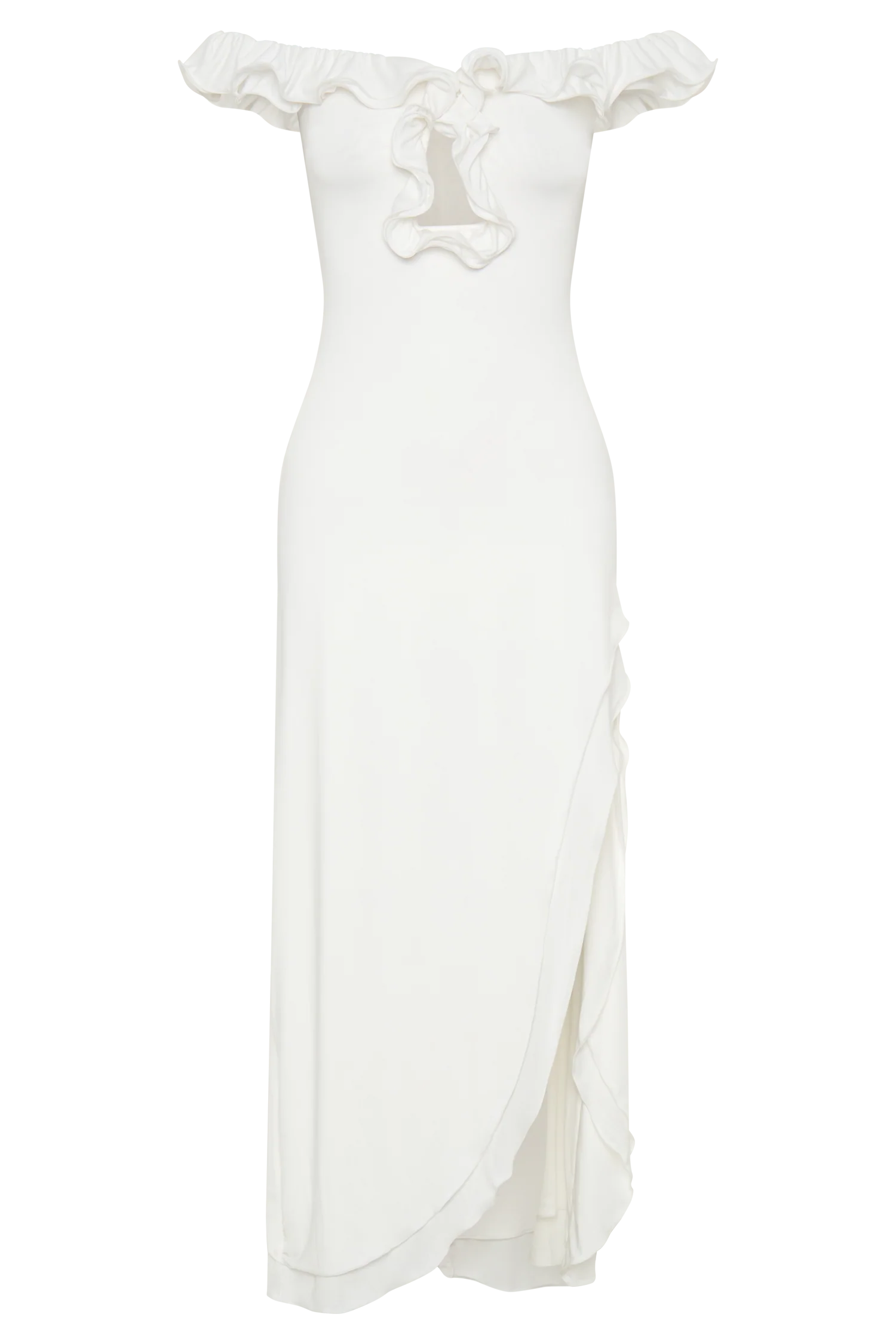 Allegra Off Shoulder Ruffle Midi Dress - Ivory - Image 8