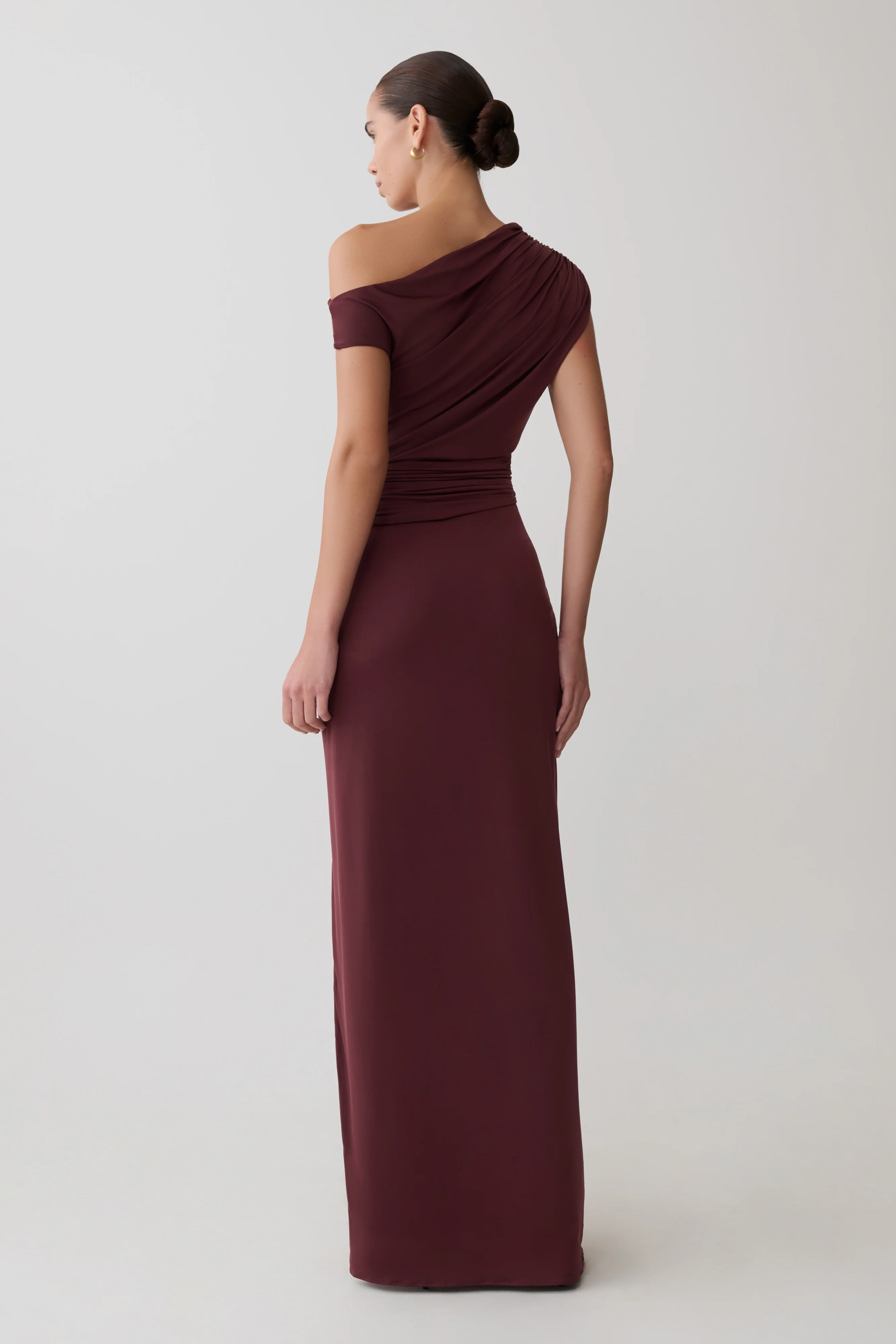 Alyn Off Shoulder Draped Maxi Dress - Dark Plum - Image 2