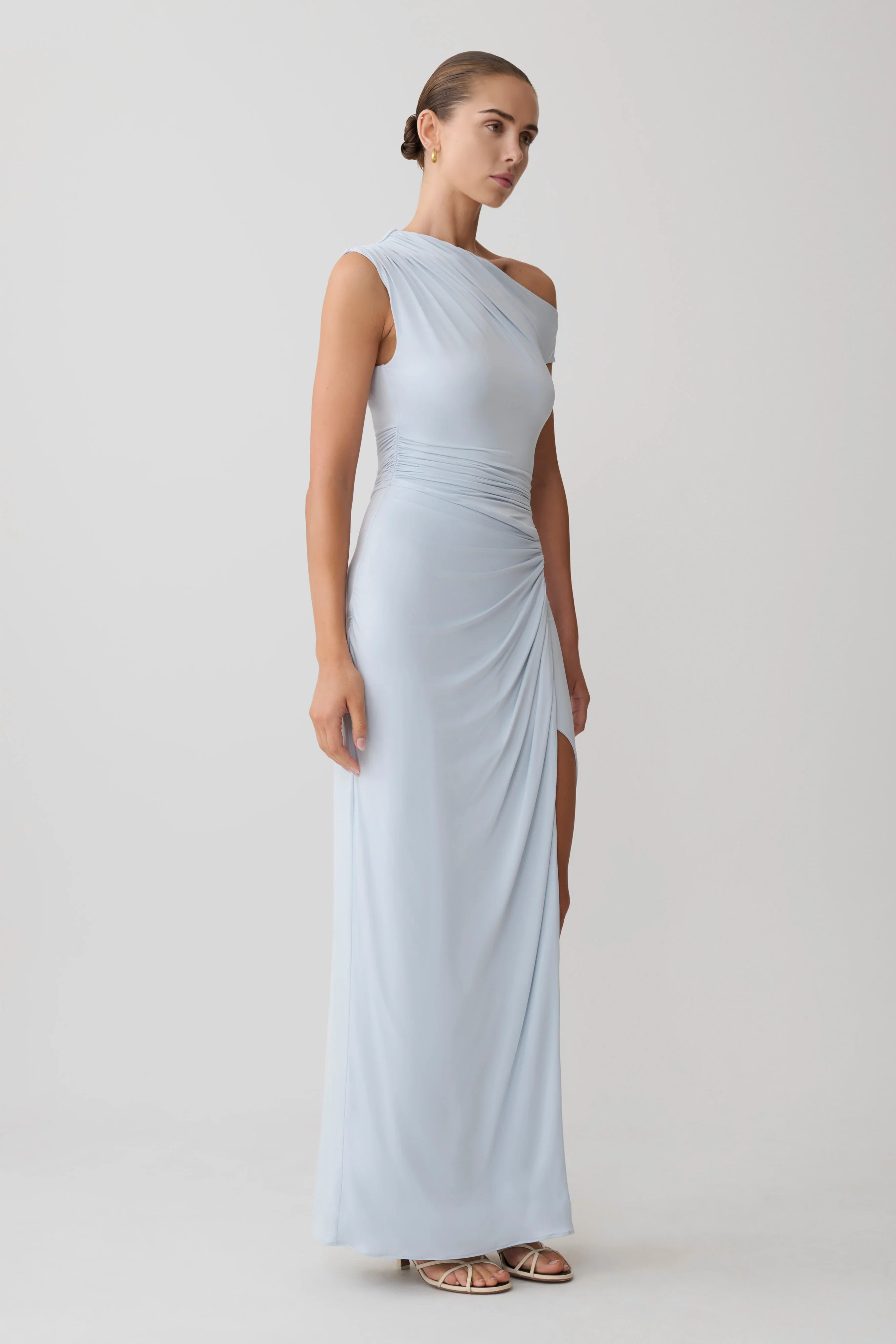 Alyn Off Shoulder Draped Maxi Dress - Pale Blue - Image 3