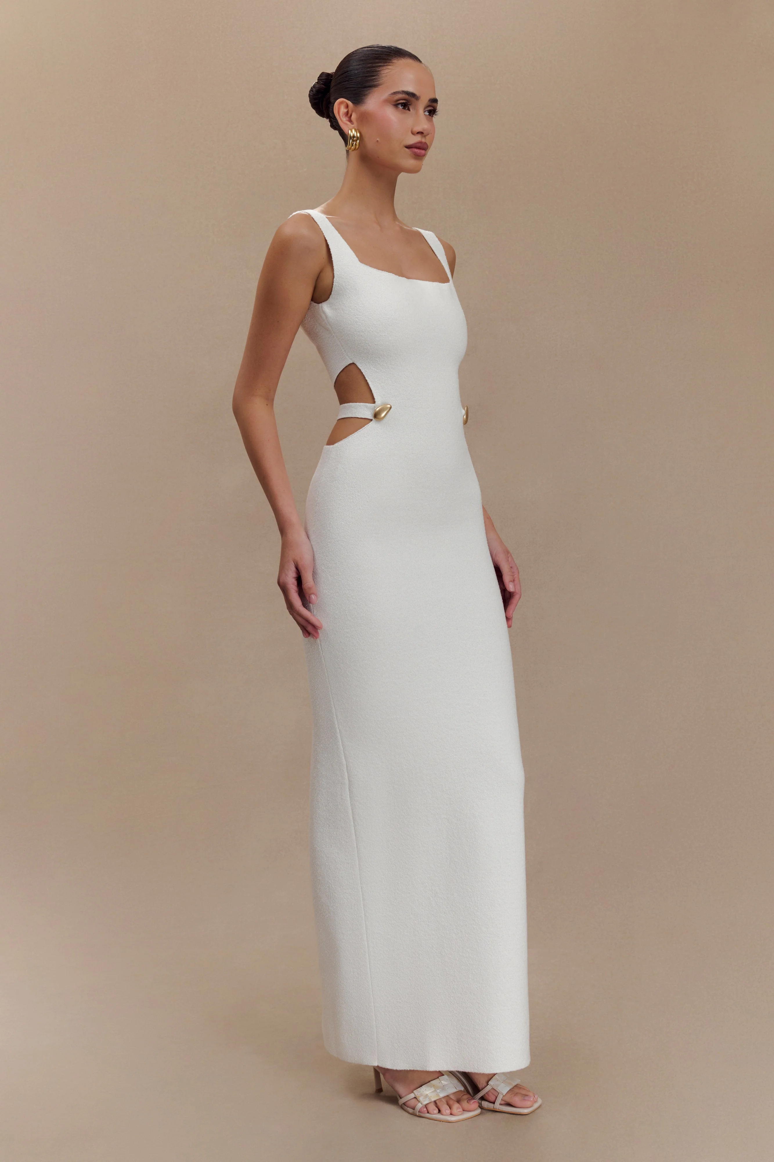 Alysanne Cut Out Knit Maxi Dress - White - Image 4