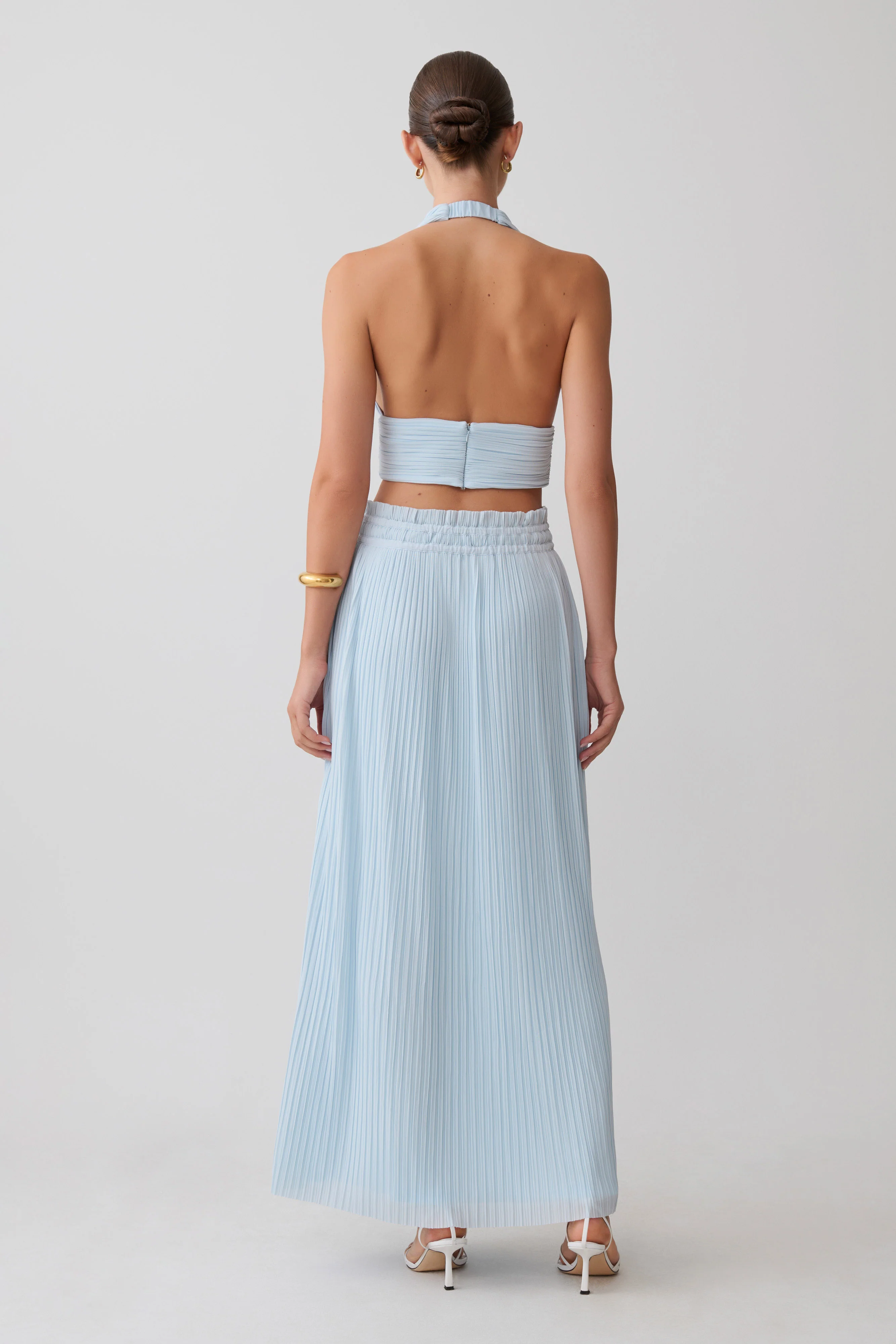 Amaris Gathered Plisse Maxi Skirt - Pale Blue - Image 3
