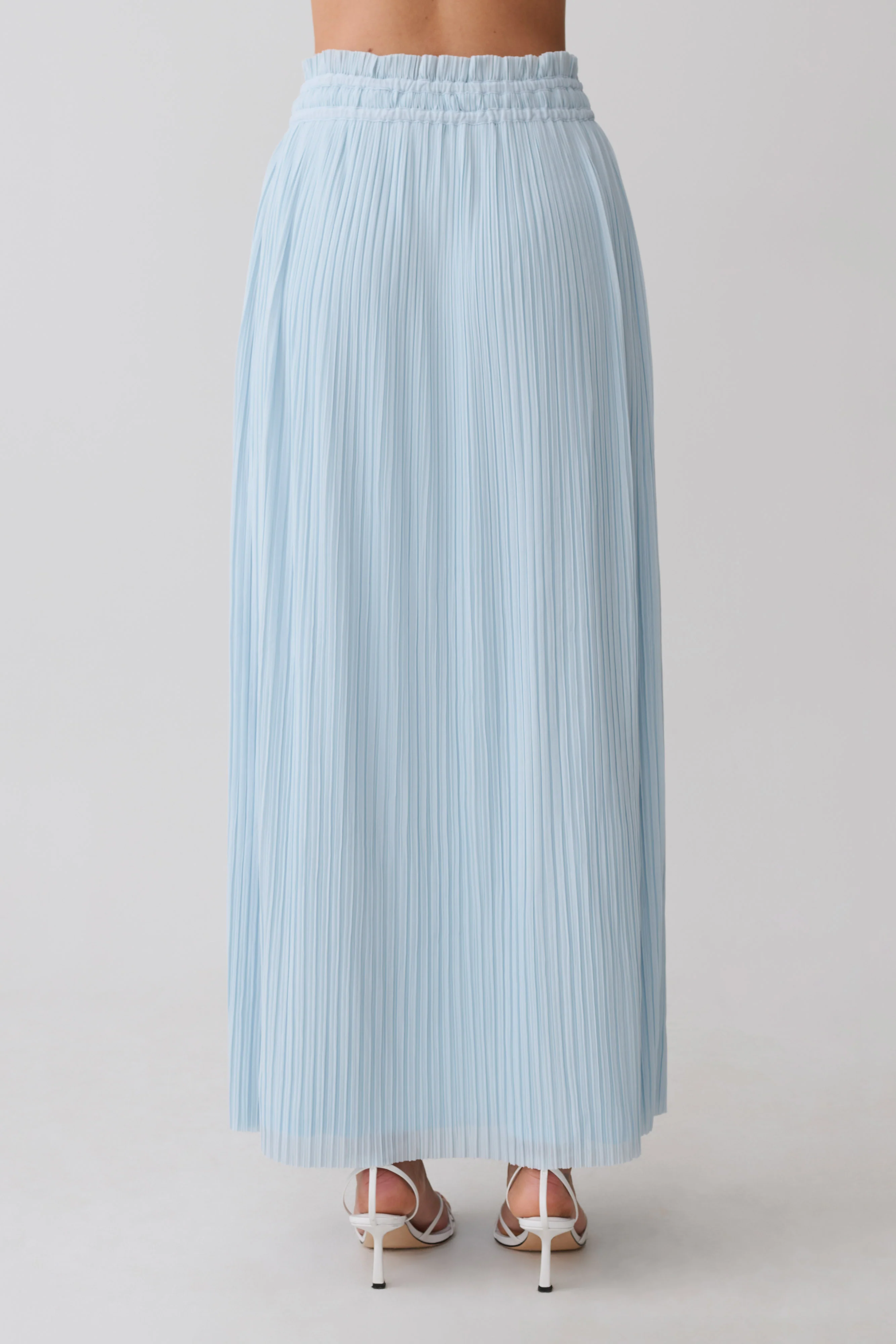 Amaris Gathered Plisse Maxi Skirt - Pale Blue - Image 7