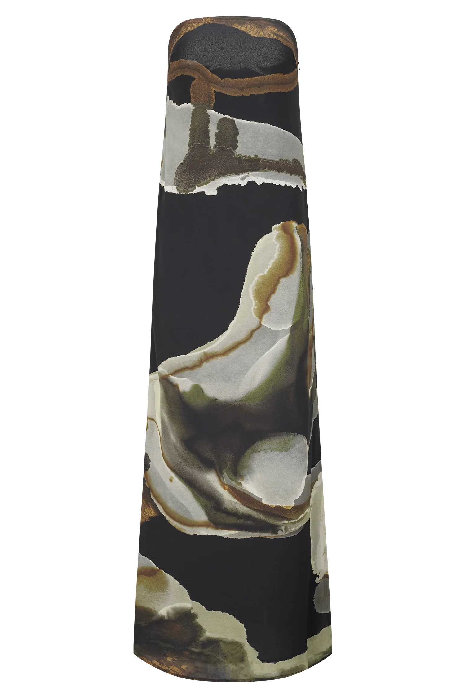 Amaya Strapless Chiffon Maxi Dress - Green Fluid Reverie Print - Image 9
