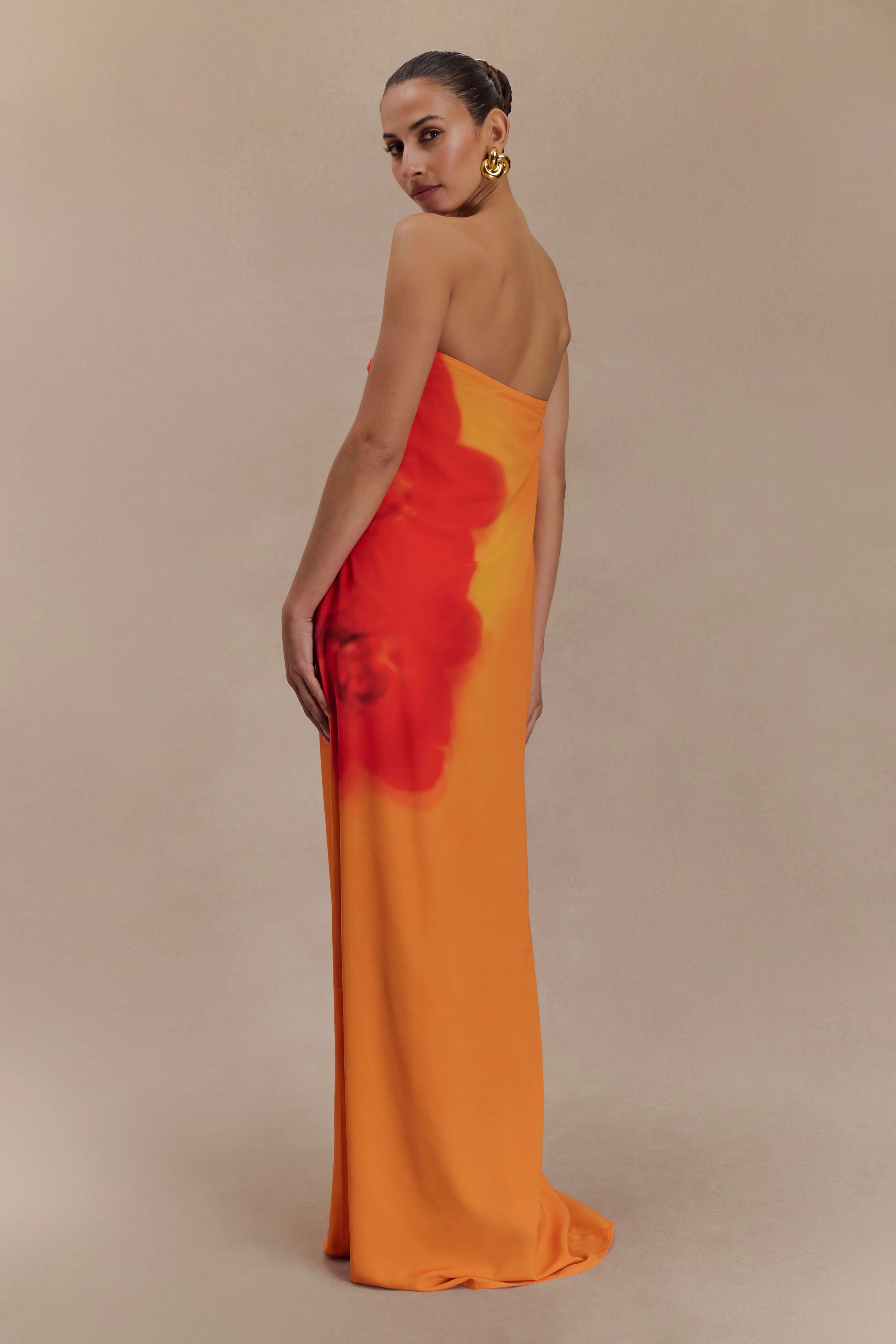 Amaya Strapless Chiffon Maxi Dress - Koi Orchid Print - Image 3