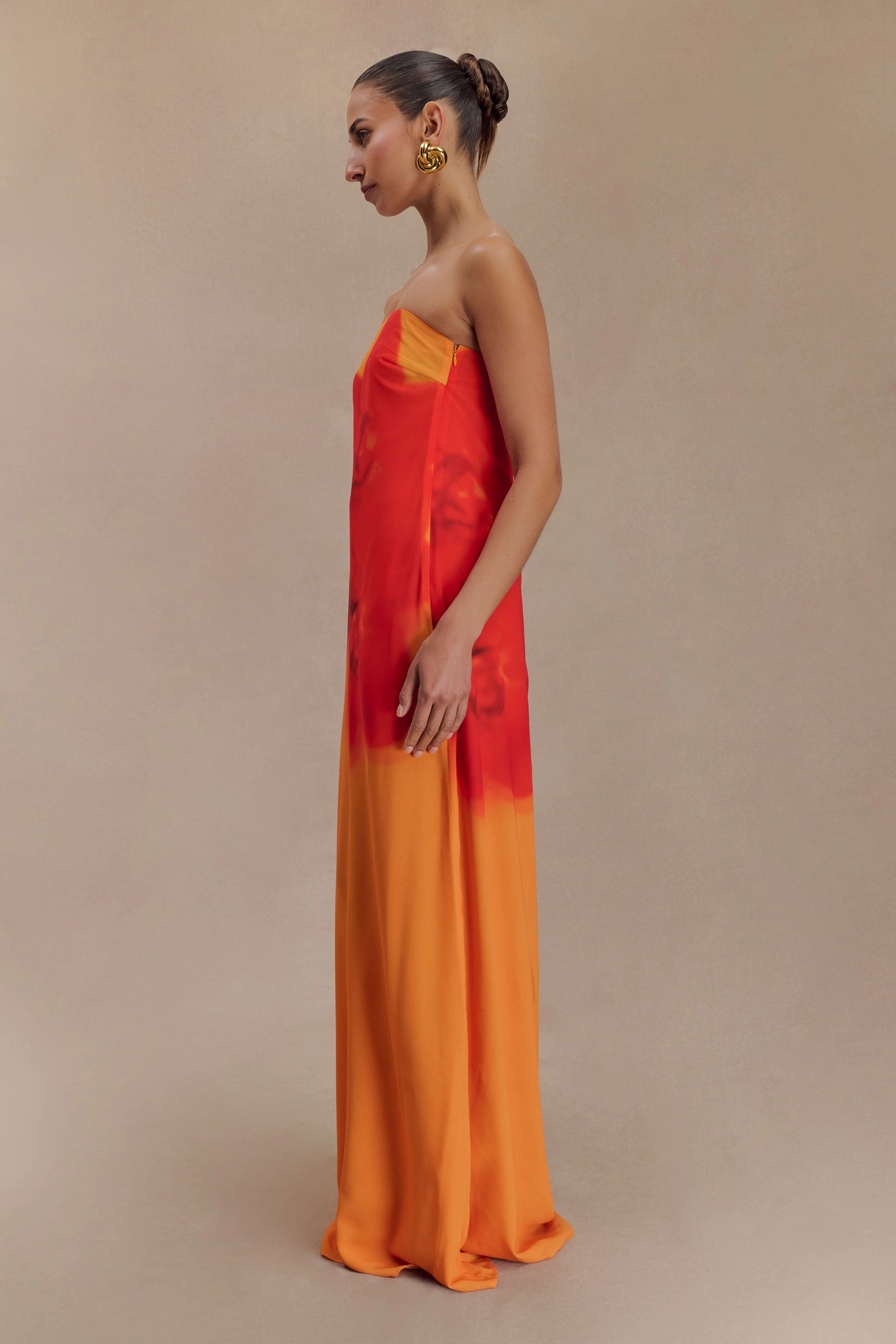 Amaya Strapless Chiffon Maxi Dress - Koi Orchid Print - Image 5