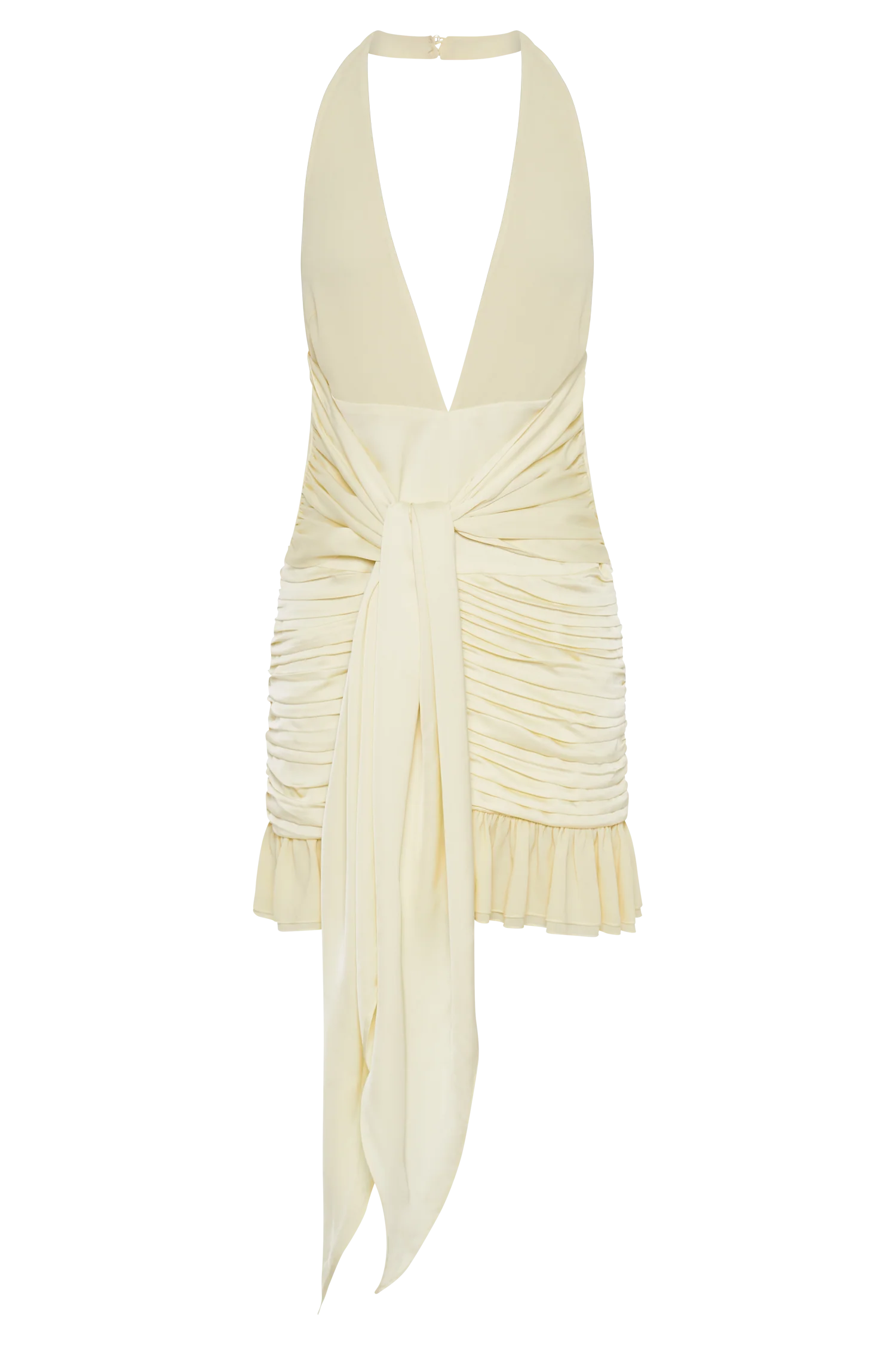 Ambrosi Satin Chiffon Mini Dress - Lemon Sherbet - Image 10