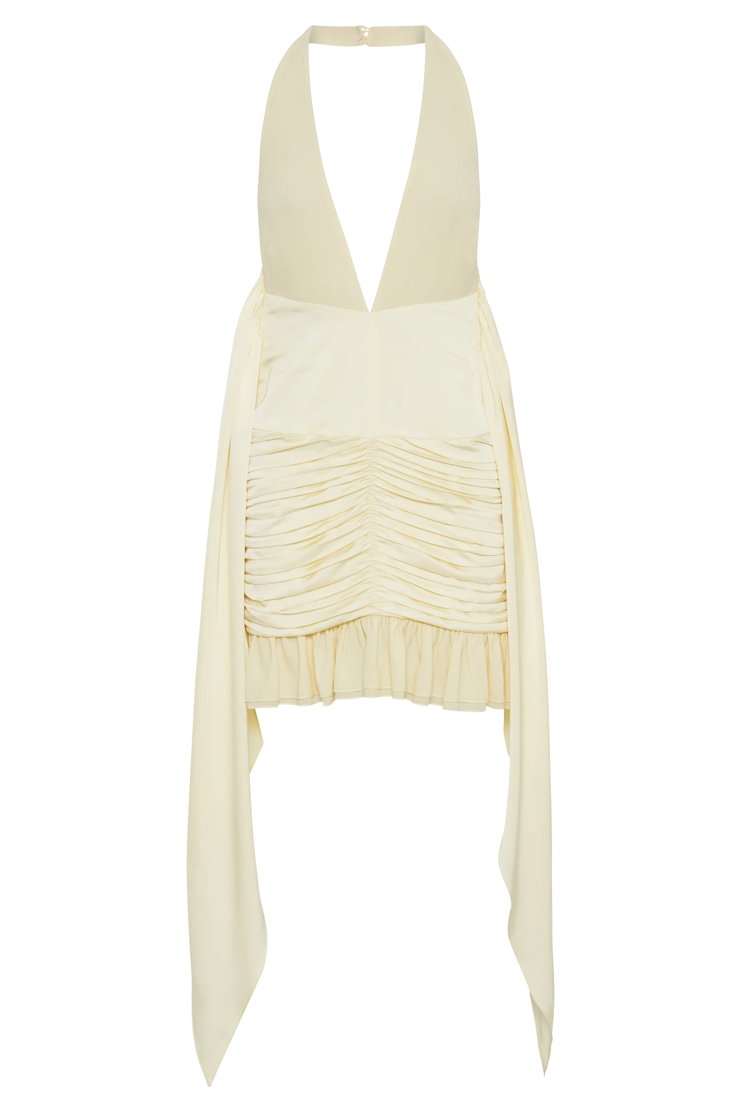 Ambrosi Satin Chiffon Mini Dress - Lemon Sherbet - Image 9