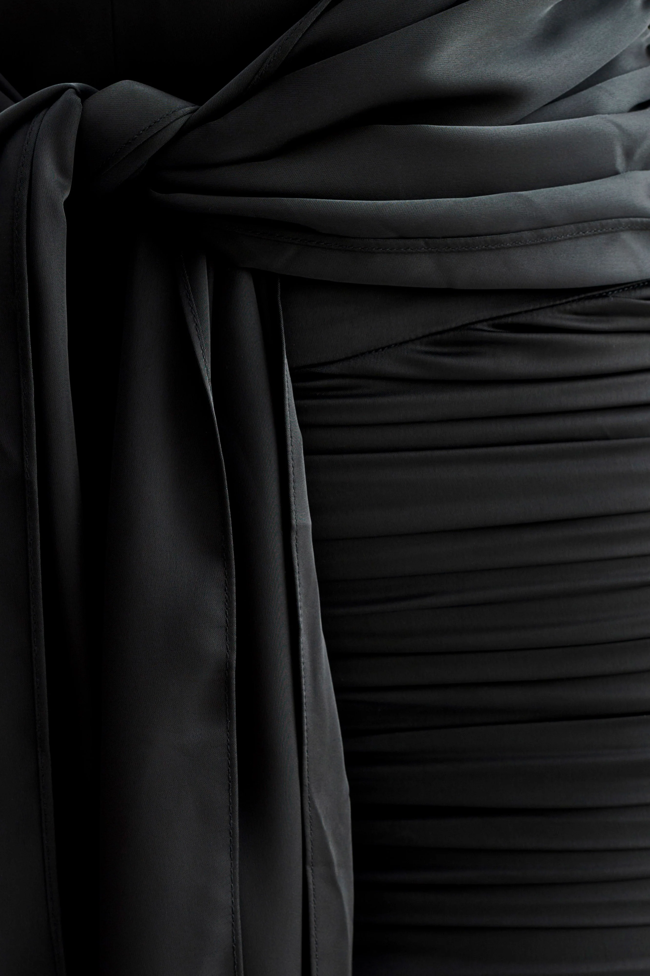 Ambrosi Satin Chiffon Mini Dress - Black - Image 7