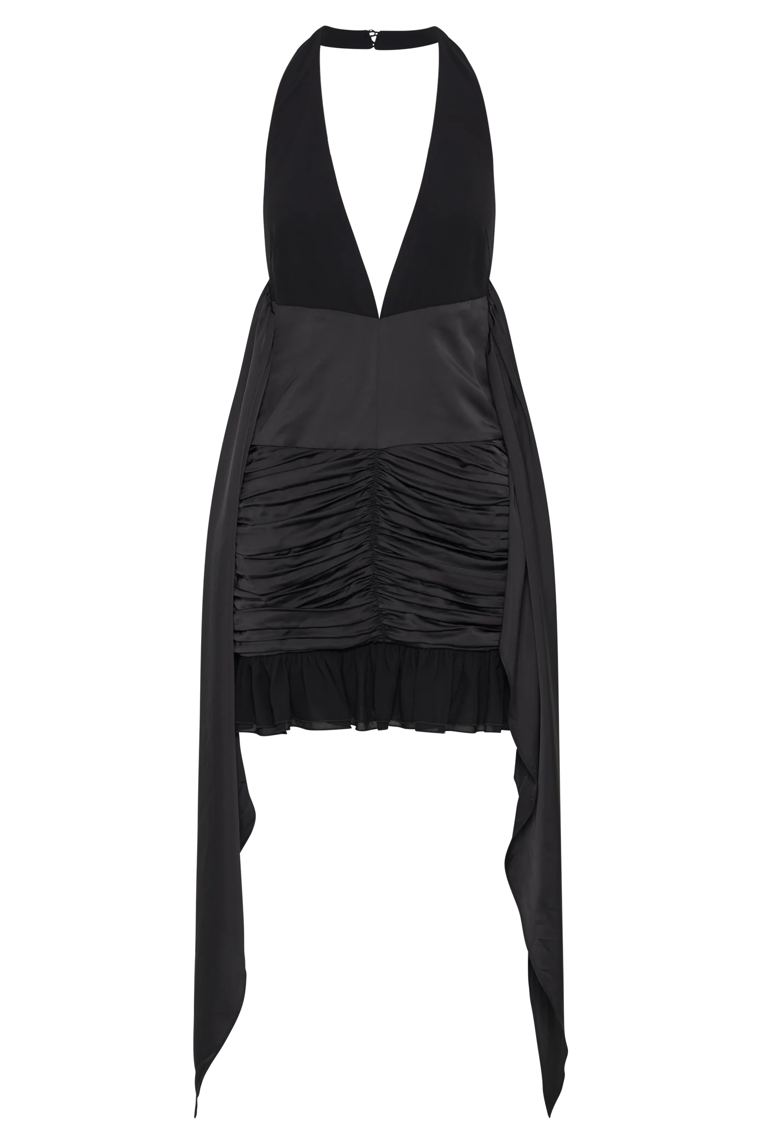 Ambrosi Satin Chiffon Mini Dress - Black - Image 8