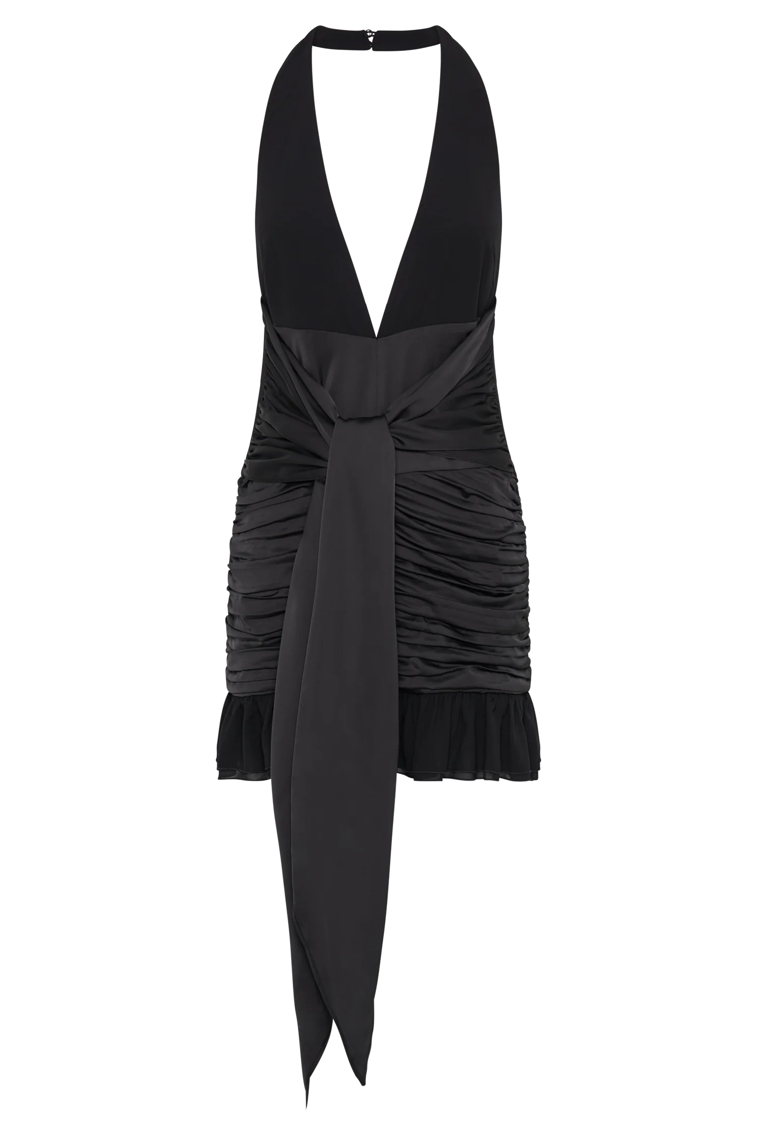 Ambrosi Satin Chiffon Mini Dress - Black - Image 9