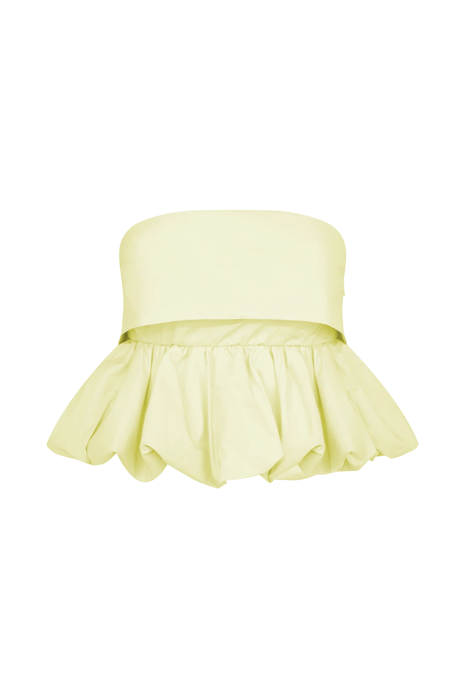Amirah Strapless Bubble Crop Top - Lemon - Image 9