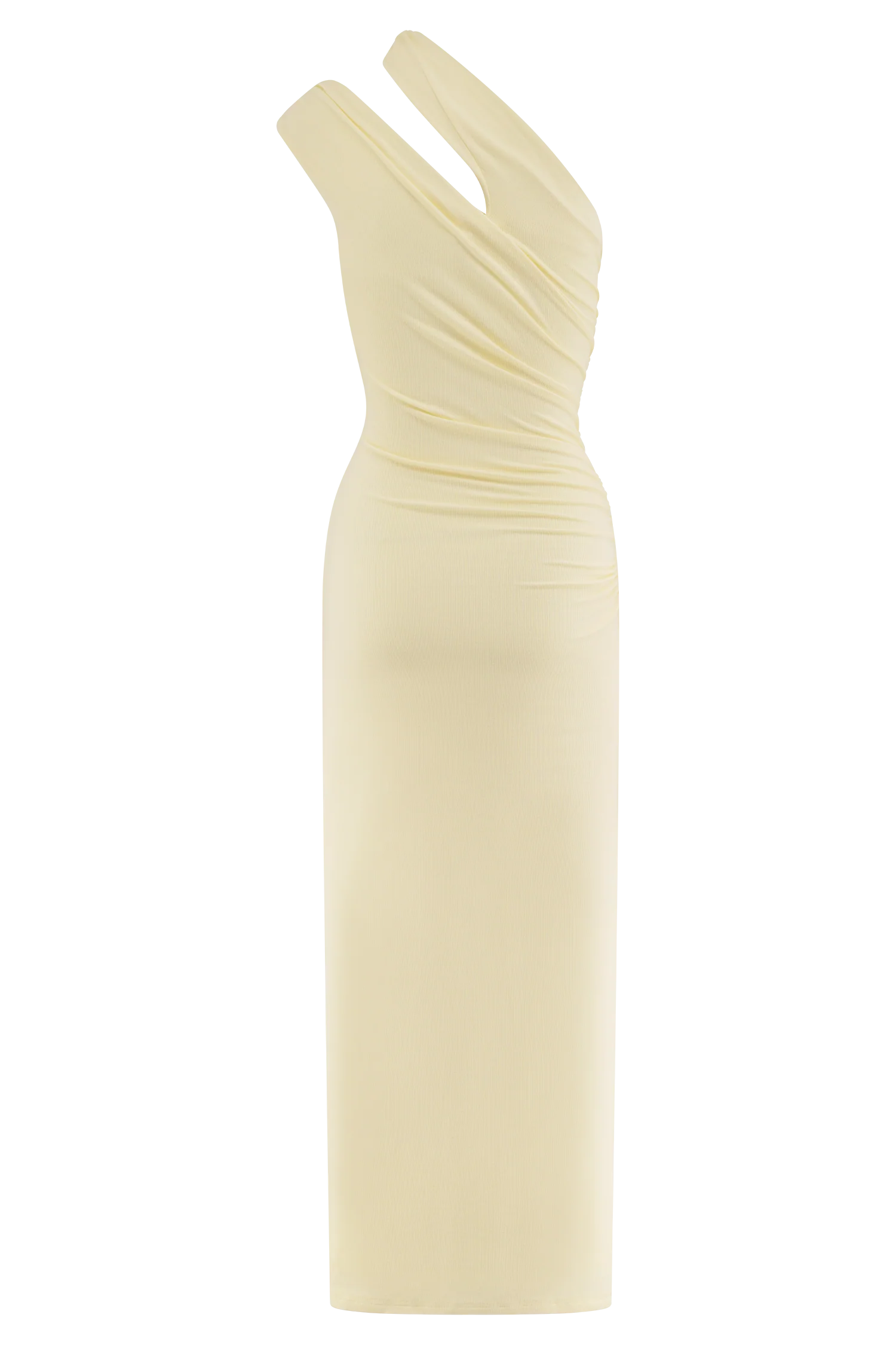 Anastasia One Shoulder Modal Midi Dress - Pale Lemon - Image 8