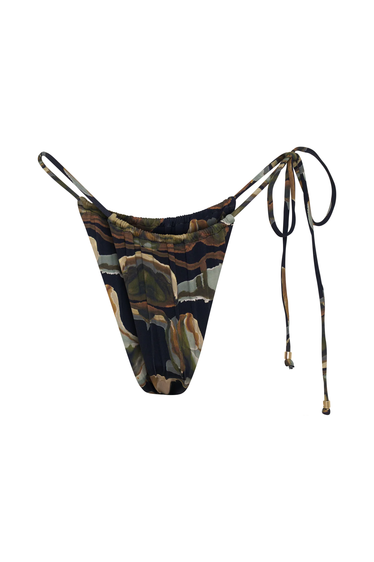 Andie Ruched String Side Bikini Brief - Green Fluid Reverie Print - Image 5