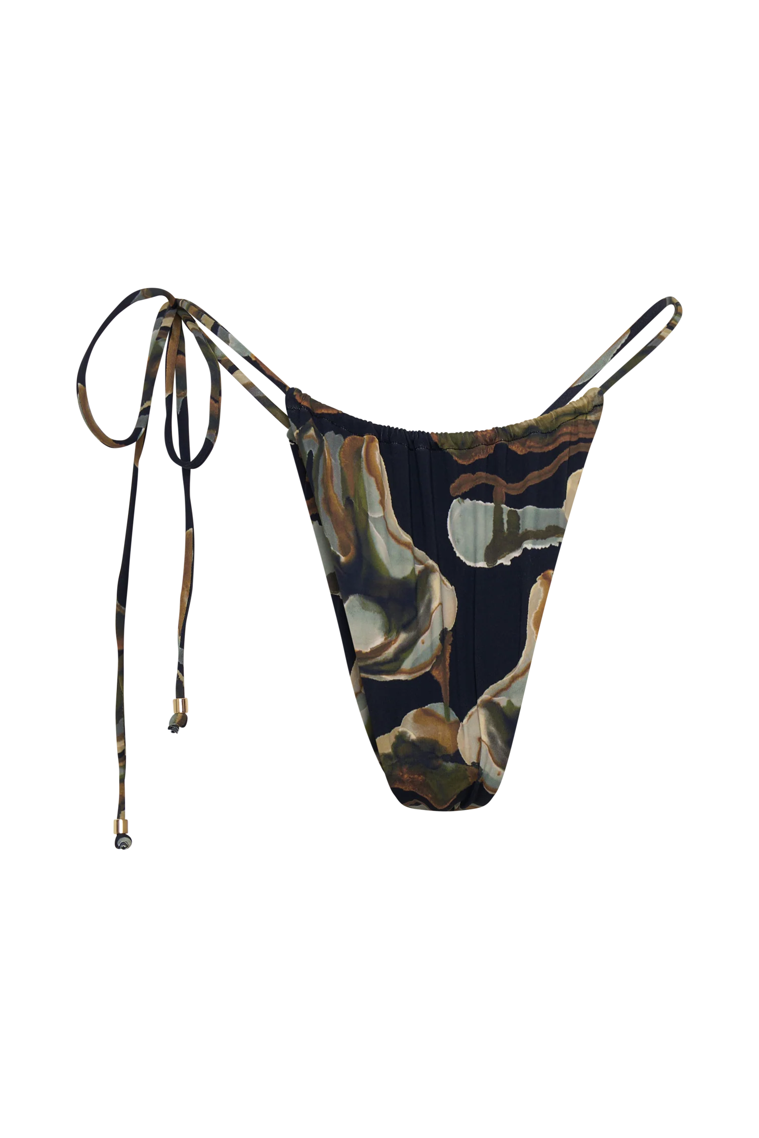 Andie Ruched String Side Bikini Brief - Green Fluid Reverie Print - Image 6