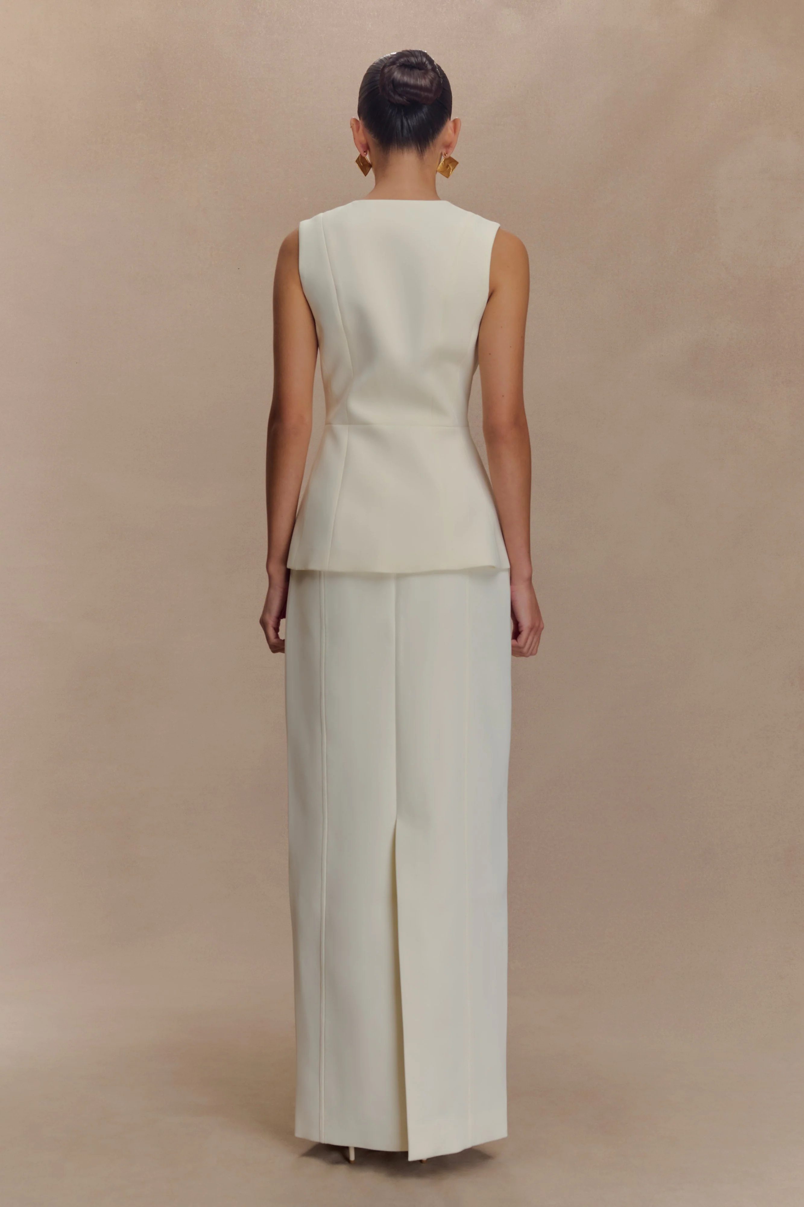 Angelie Suiting Vest Top - Ivory - Image 5