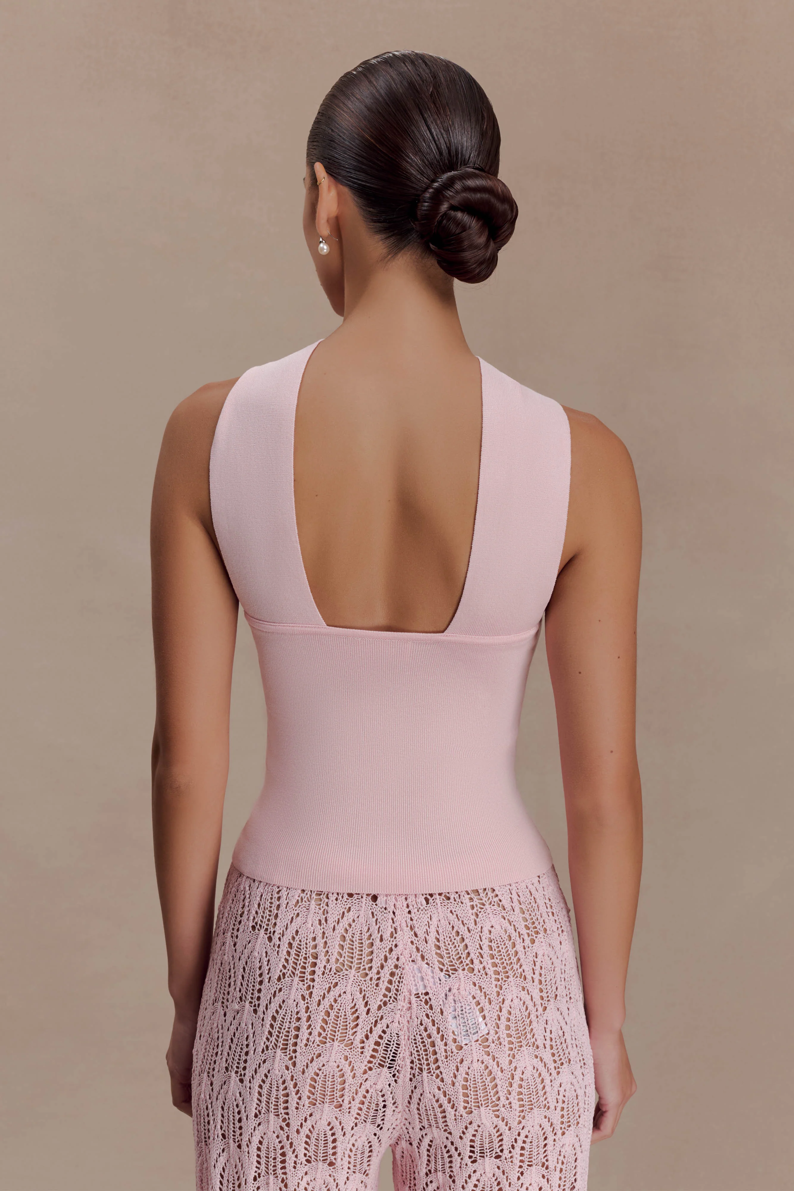 Angelika Twist Front Knit Top - Baby Pink - Image 2