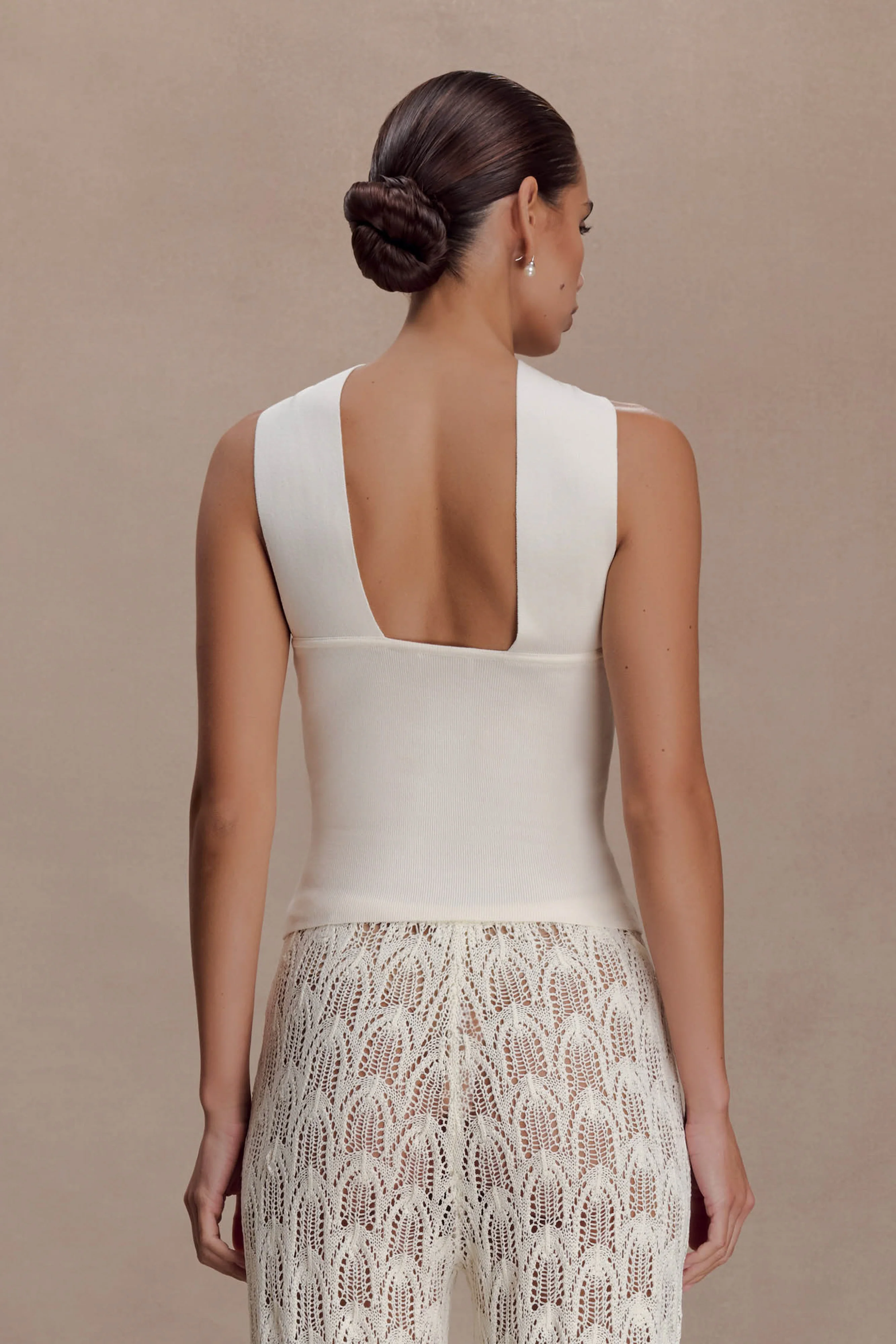 Angelika Twist Front Knit Top - Ivory - Image 2