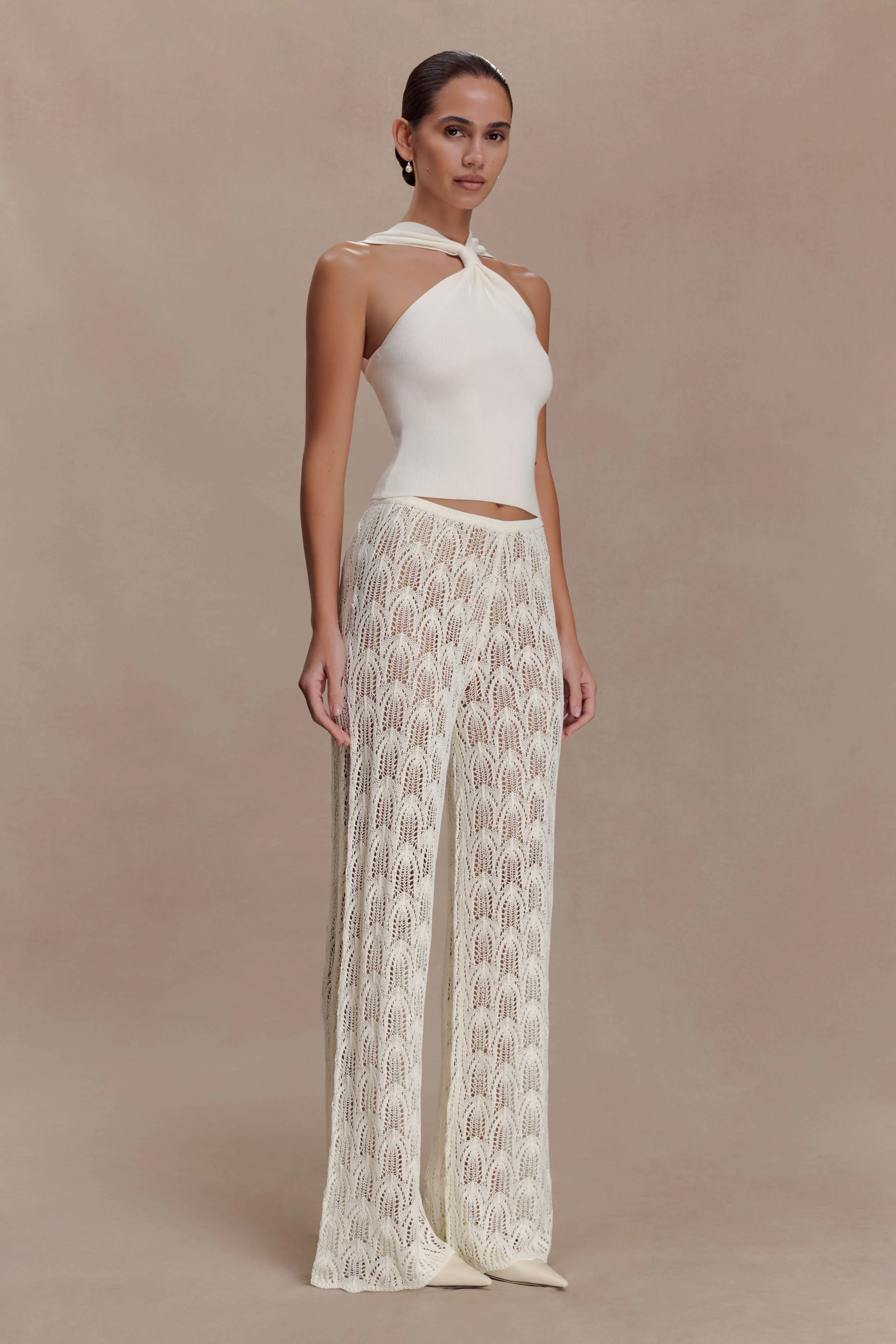 Angelika Twist Front Knit Top - Ivory - Image 4