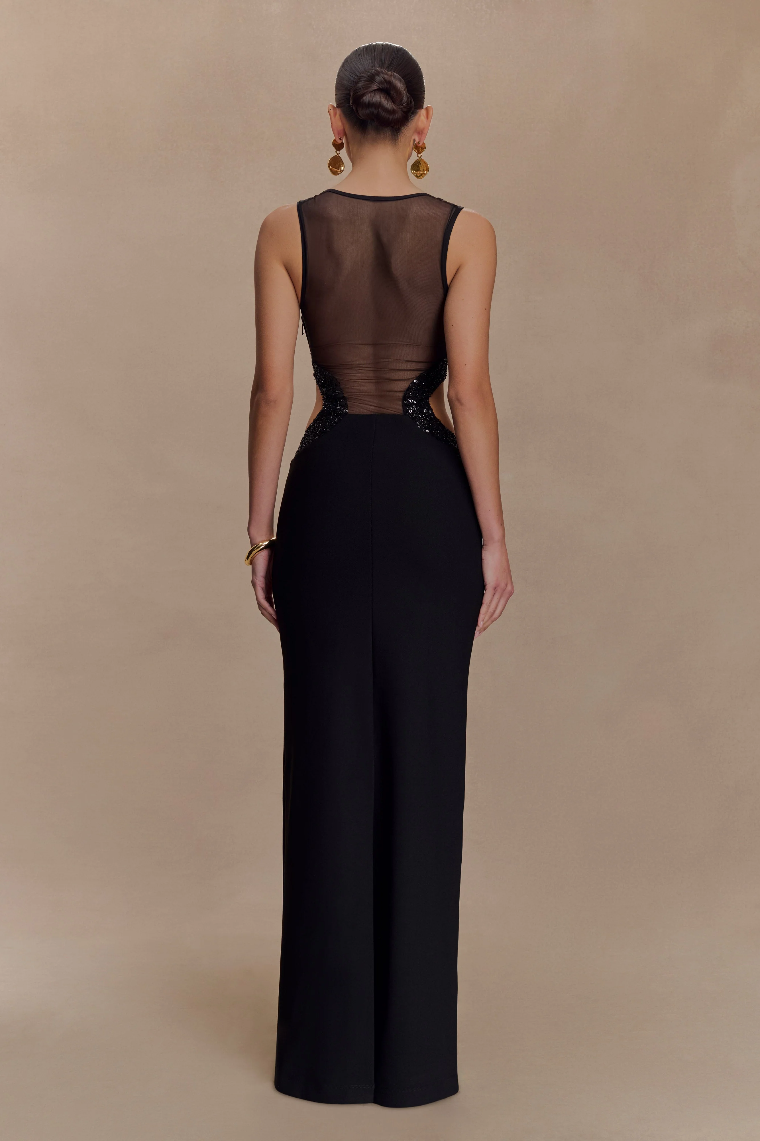 Angelique Beaded Crepe Maxi Dress - Black - Image 2