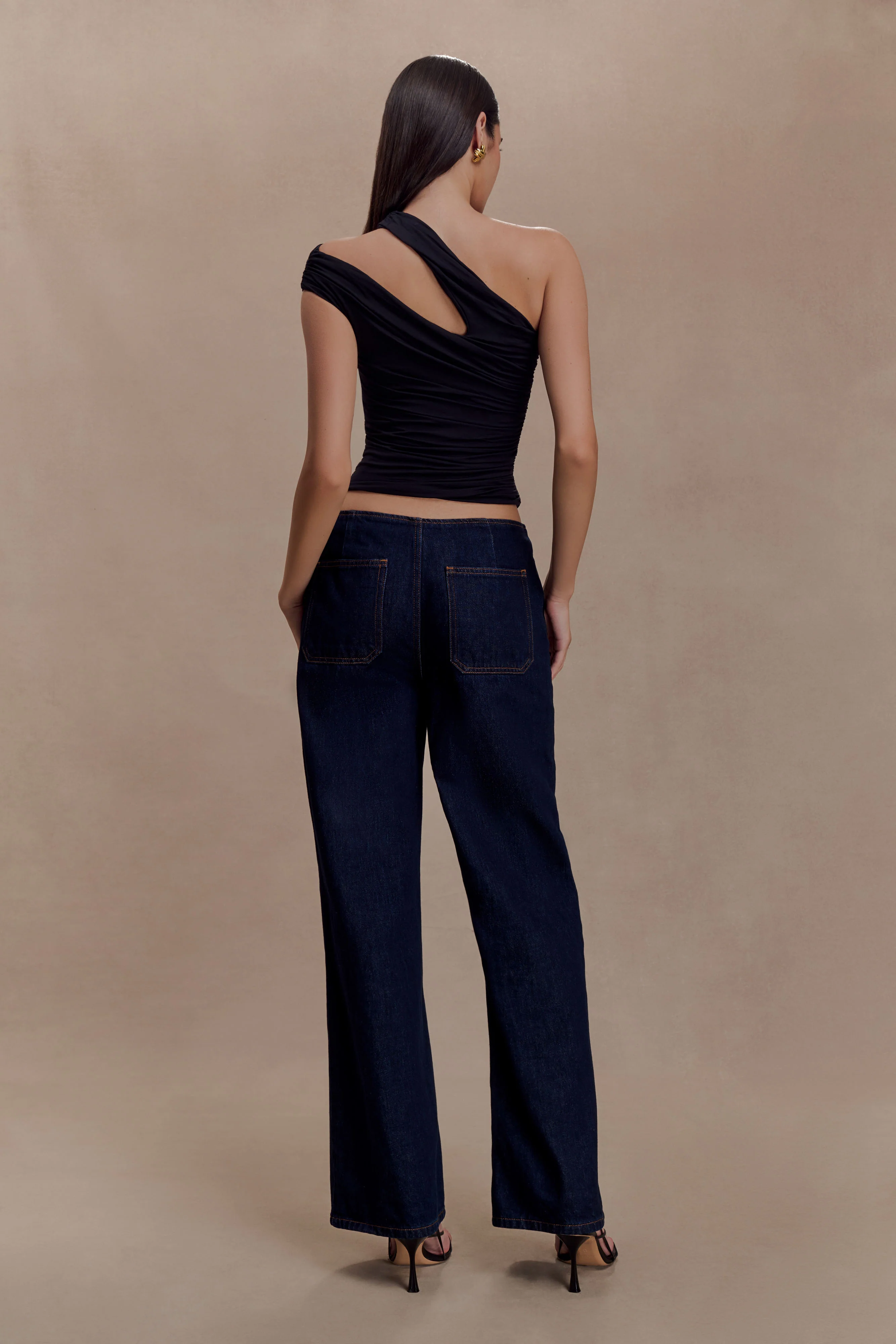 Anna One Shoulder Modal Top - Black - Image 2
