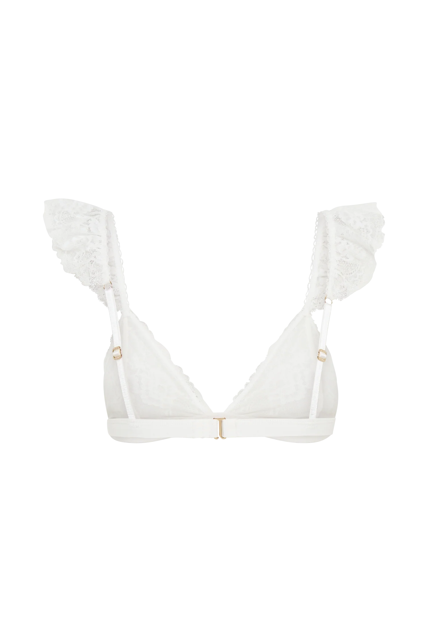 Anniston Lace Frill Triangle Bralette - White - Image 10