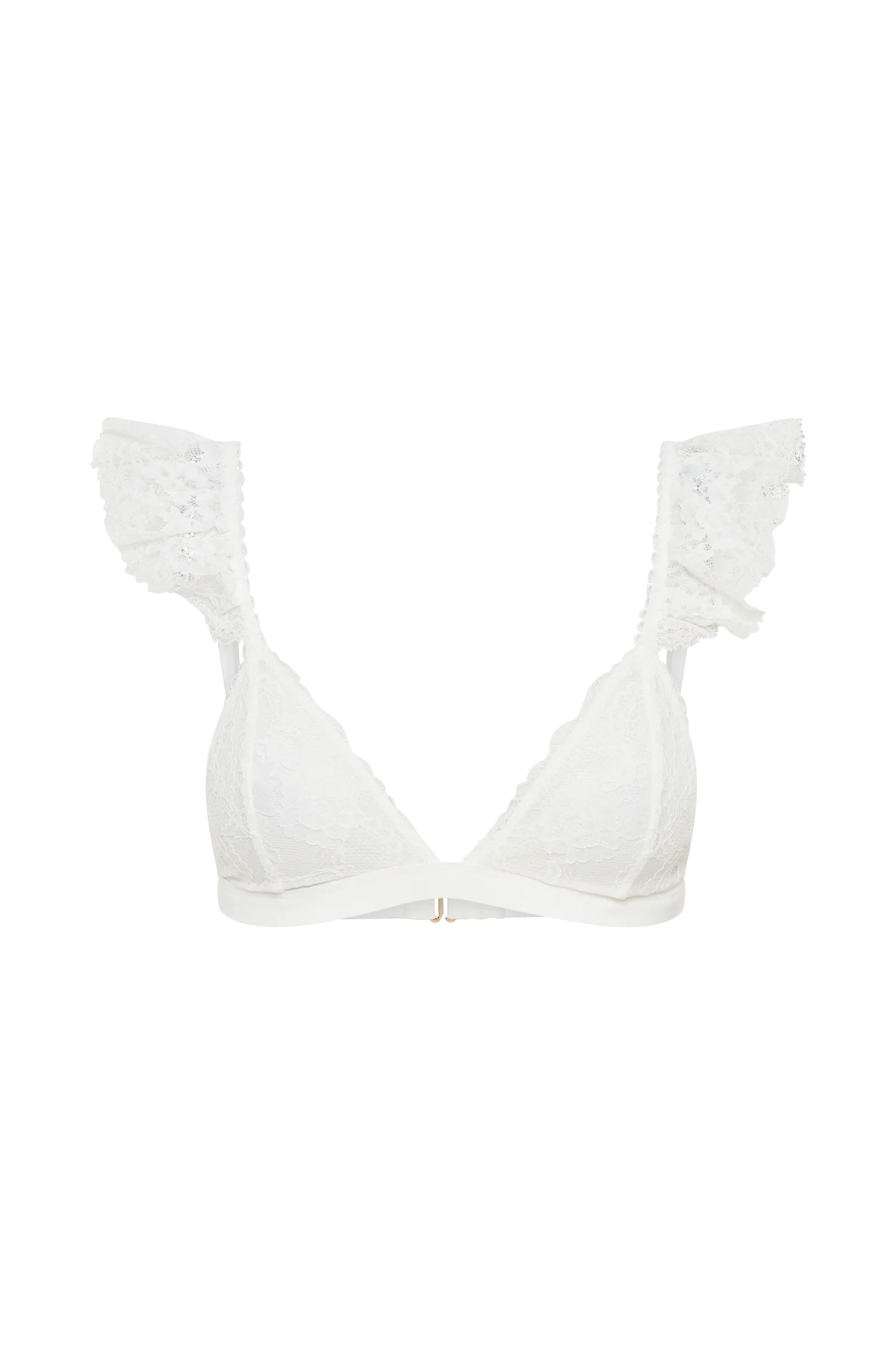 Anniston Lace Frill Triangle Bralette - White - Image 11