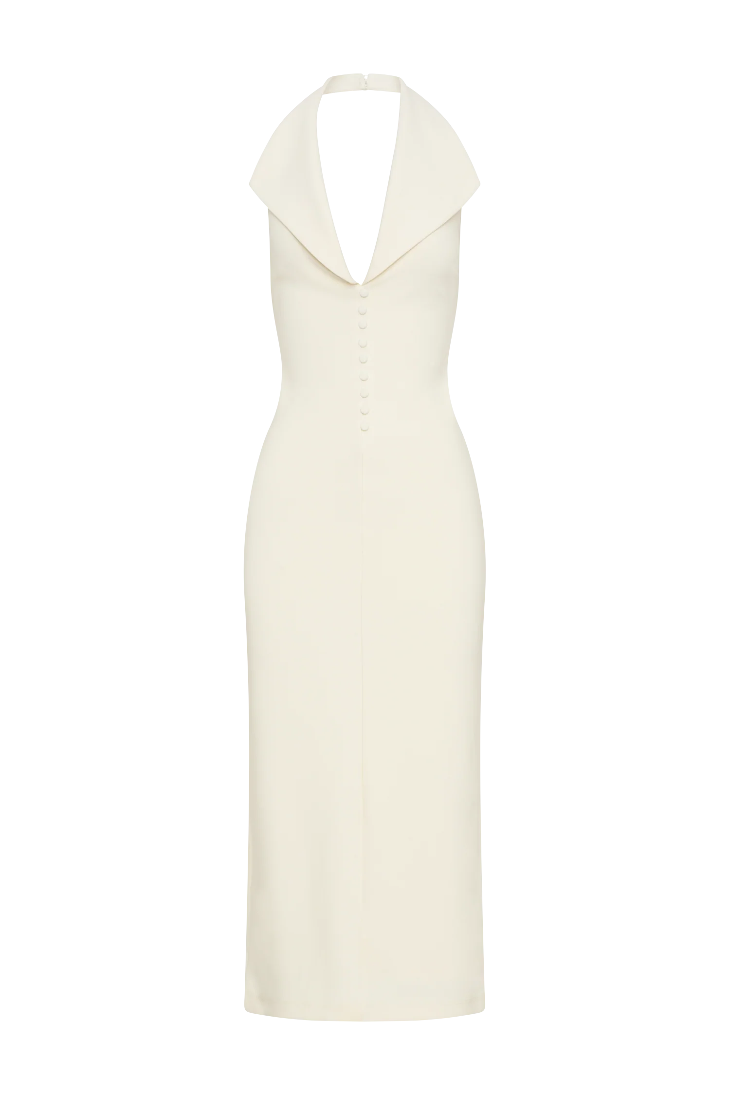 Annita Crepe Halter Midi Dress - Ivory - Image 9